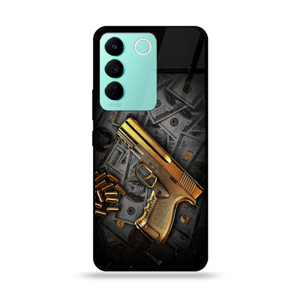 Vivo V27E - Dollar Design 7 - Premium Printed Glass soft Bumper shock Proof Case CS-20593