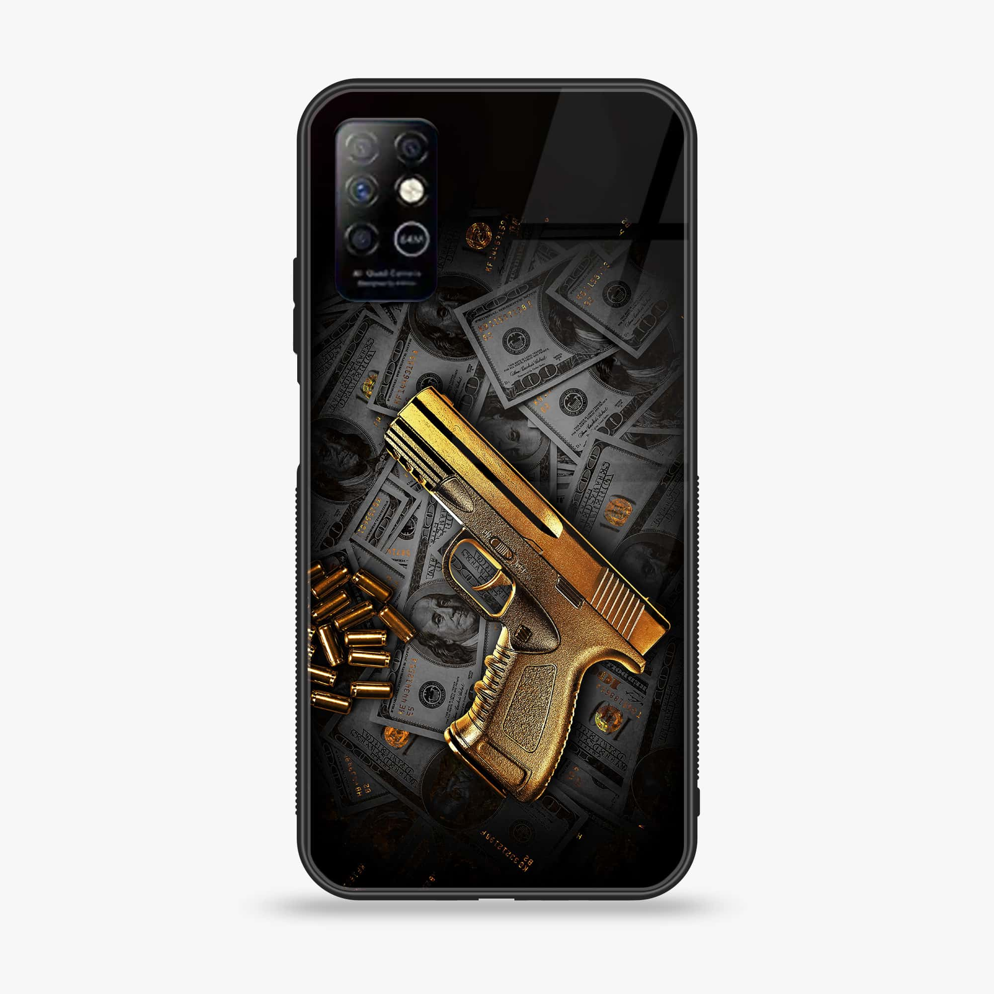 Infinix Note 8i - Dollar Series - Premium Printed Glass soft Bumper shock Proof Case