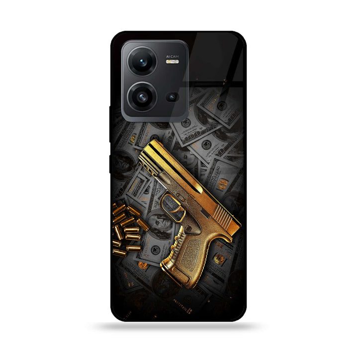 Vivo V25 5G  - Dollar Design 7 - Premium Printed Glass soft Bumper shock Proof Case  CS-35247