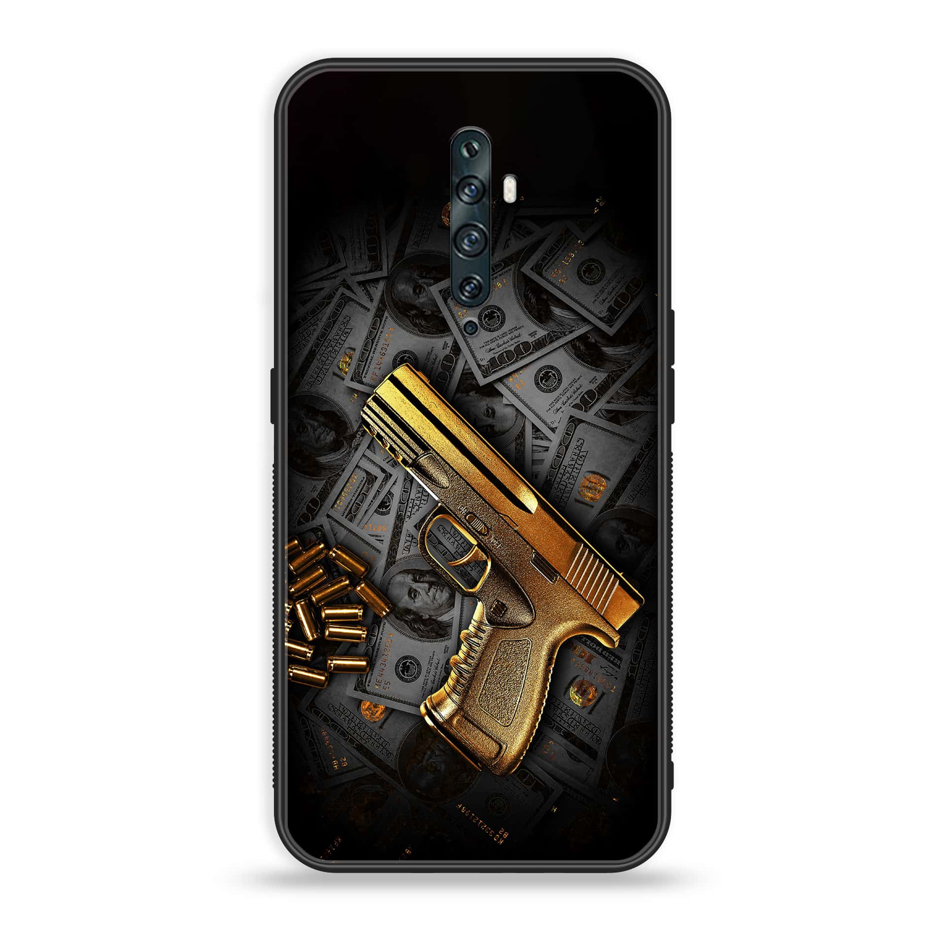 OPPO Reno 2f - Dollar Series - Premium Printed Glass soft Bumper shock Proof Case