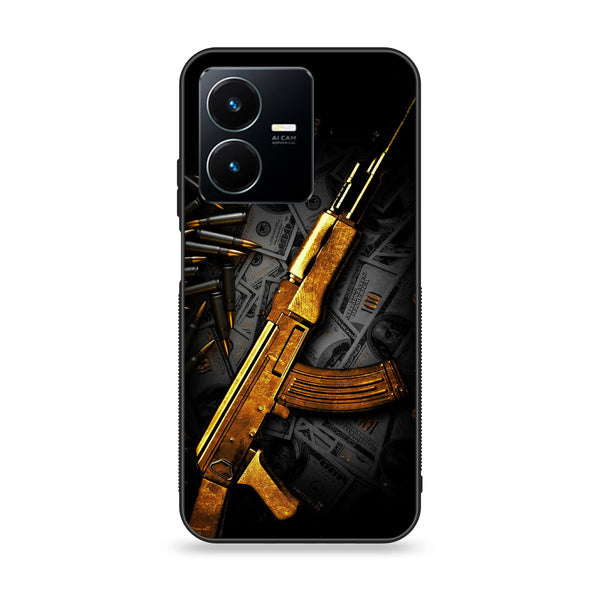 Vivo Y22 Dollar Design 6 Premium Printed Glass soft Bumper shock Proof Case CS-6625 CS-6626 CS-6627 CS-8392