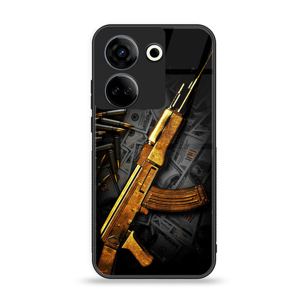 Tecno Camon 20 / 20 Pro - Dollar Design 6 - Premium Printed Glass soft Bumper shock Proof Case CS-17805 CS-17741