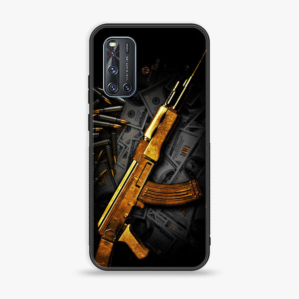 Vivo V19 - Dollar Series  Design 6 - Premium Printed Glass soft Bumper shock Proof Case  CS-18952