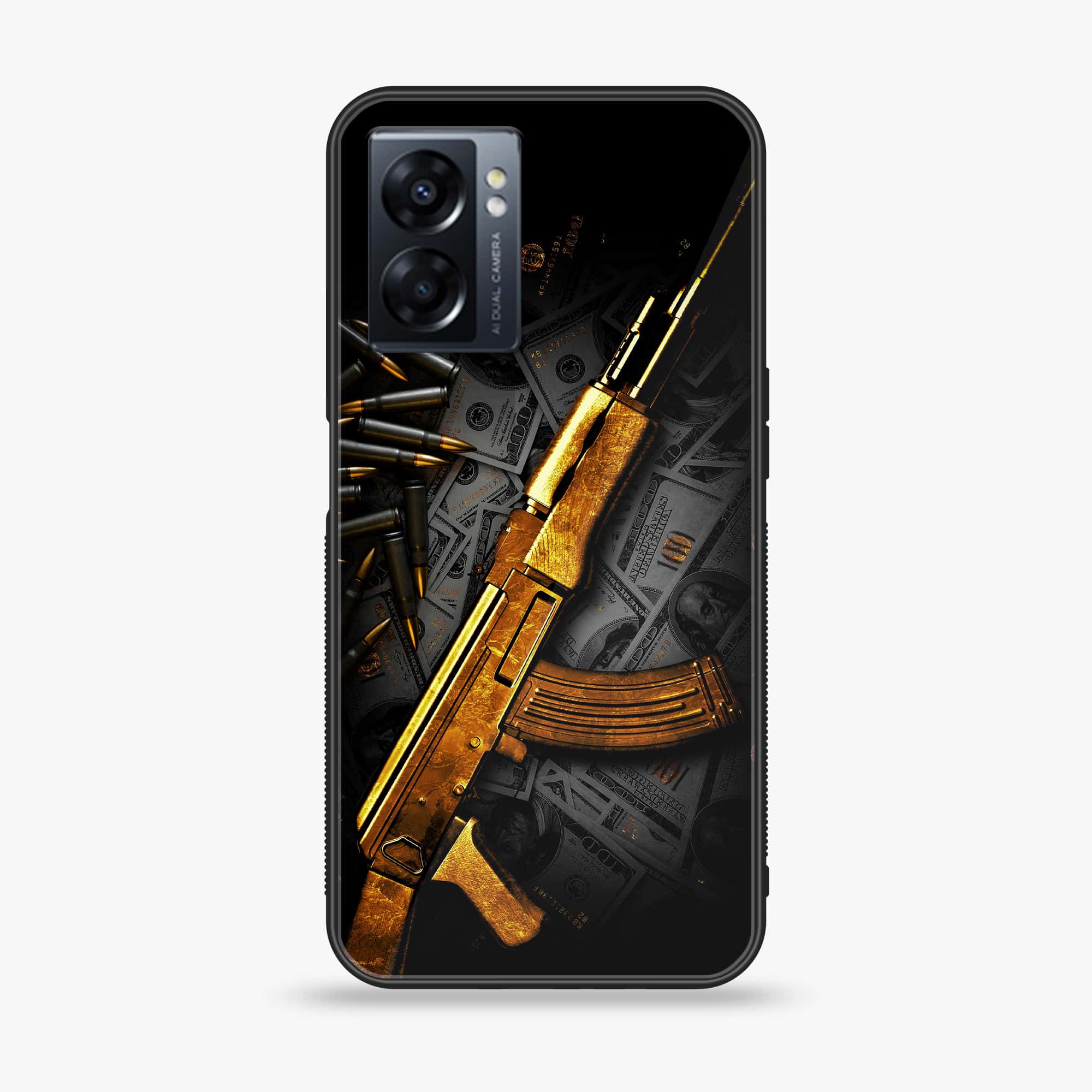 Oppo A77 4G - Dollar Series - Premium Metal Printed soft Bumper shock Proof Case