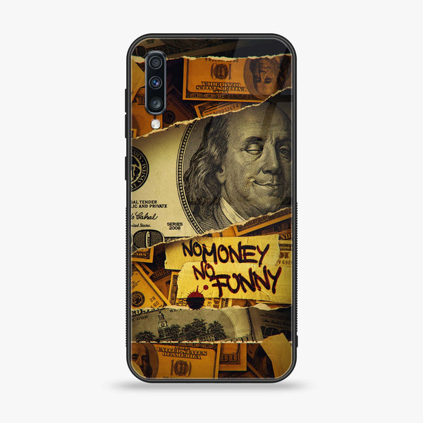 Samsung Galaxy A70 - Dollar Series - Premium Printed Glass soft Bumper shock Proof Case