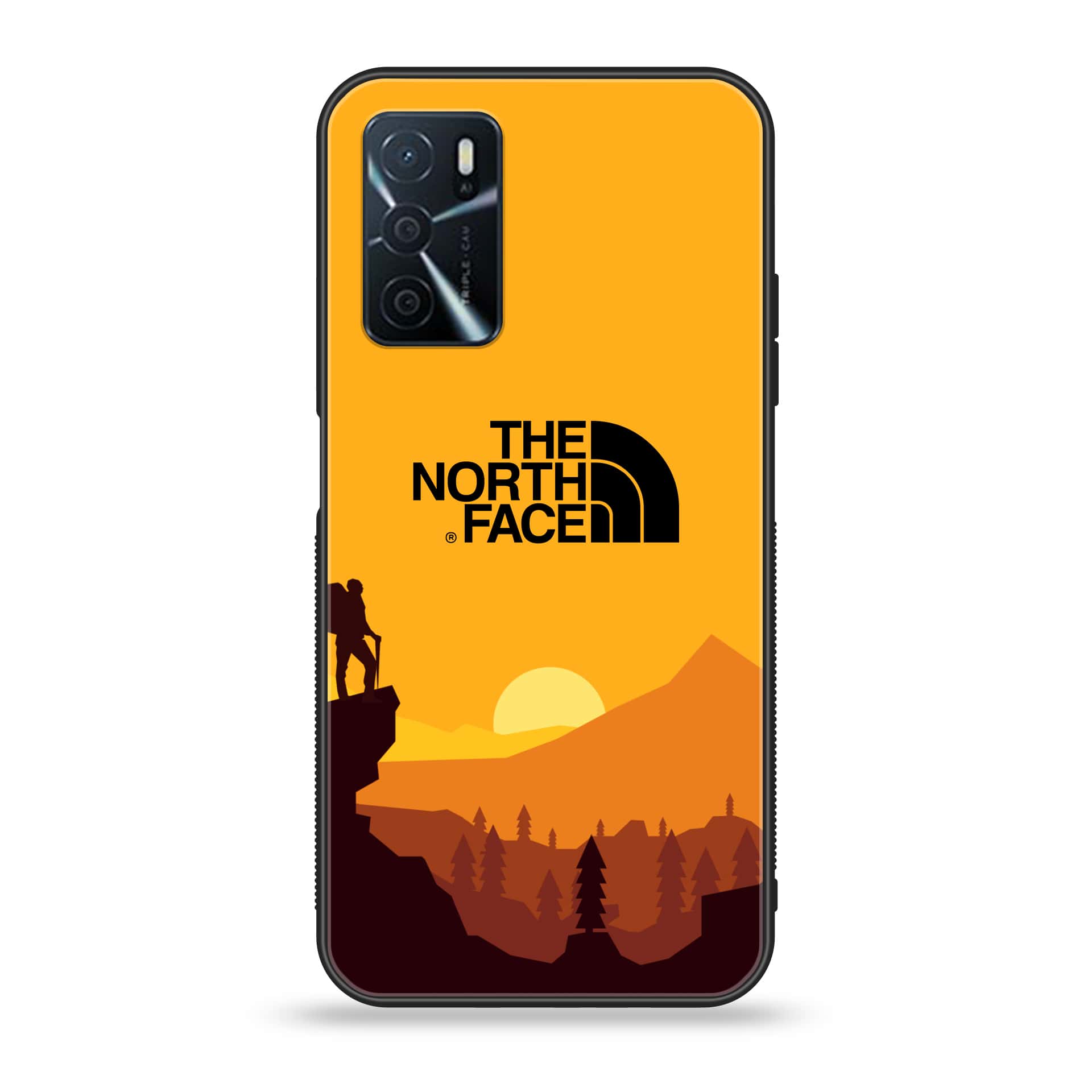 OPPO A16 - The North Face Series - Premium Printed Glass soft Bumper shock Proof Case