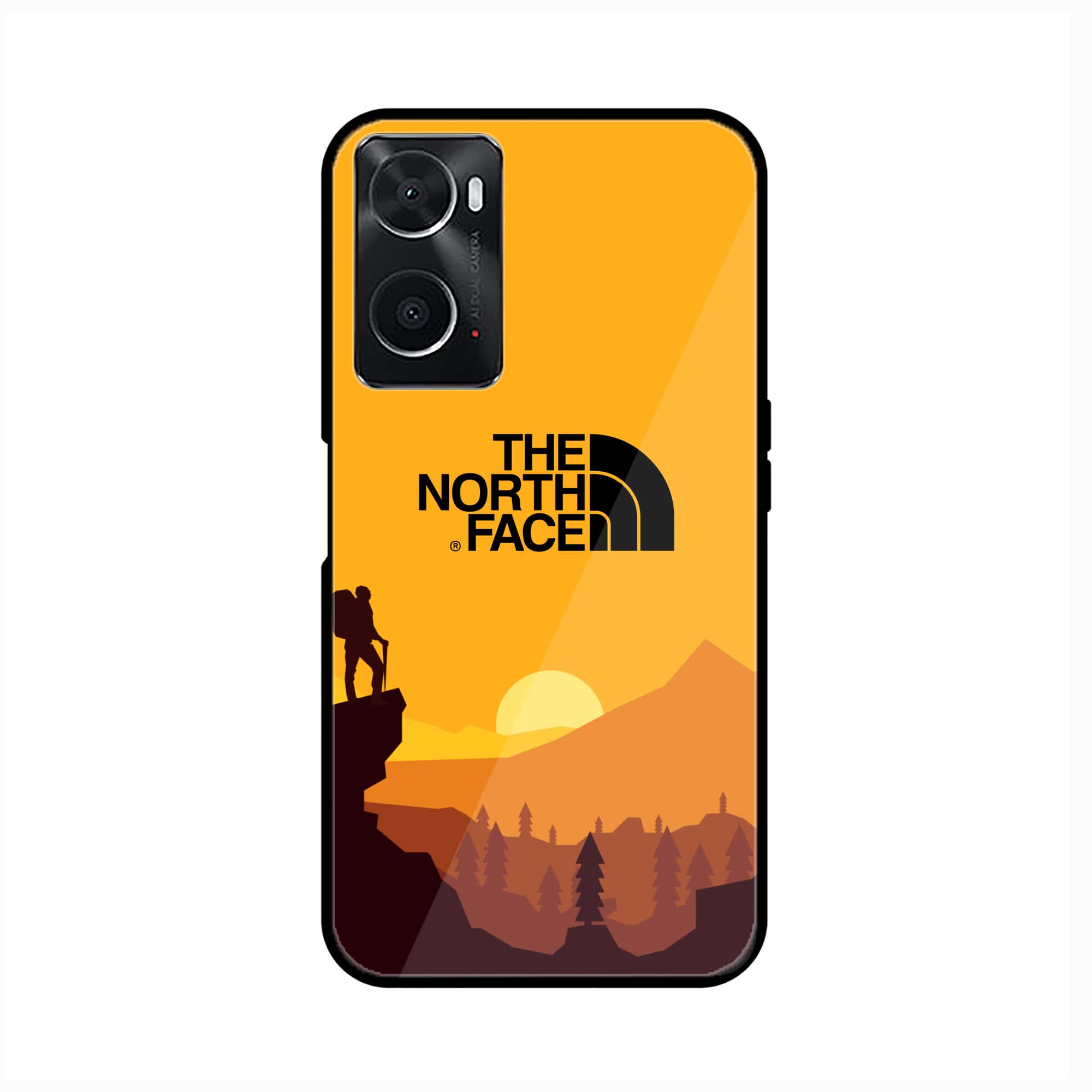 oppo A96 The North Face Series Premium Printed Glass soft Bumper shock Proof Case