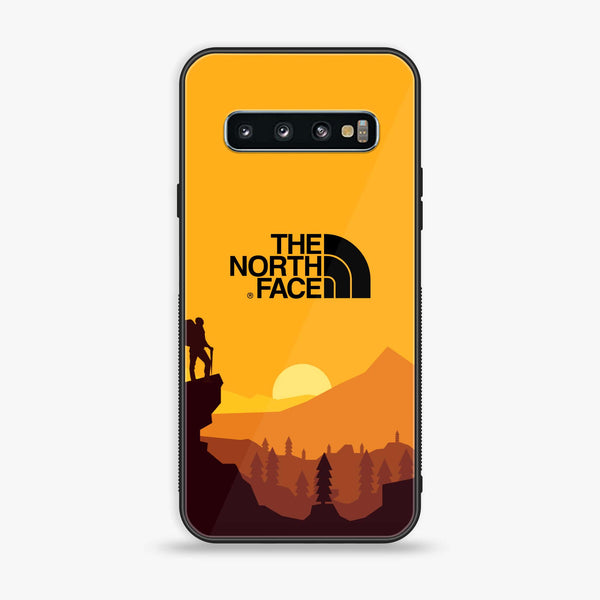 Samsung Galaxy S10 - The North Face Series - Design 10  Premium Printed Glass soft Bumper shock Proof Case  CS-19106