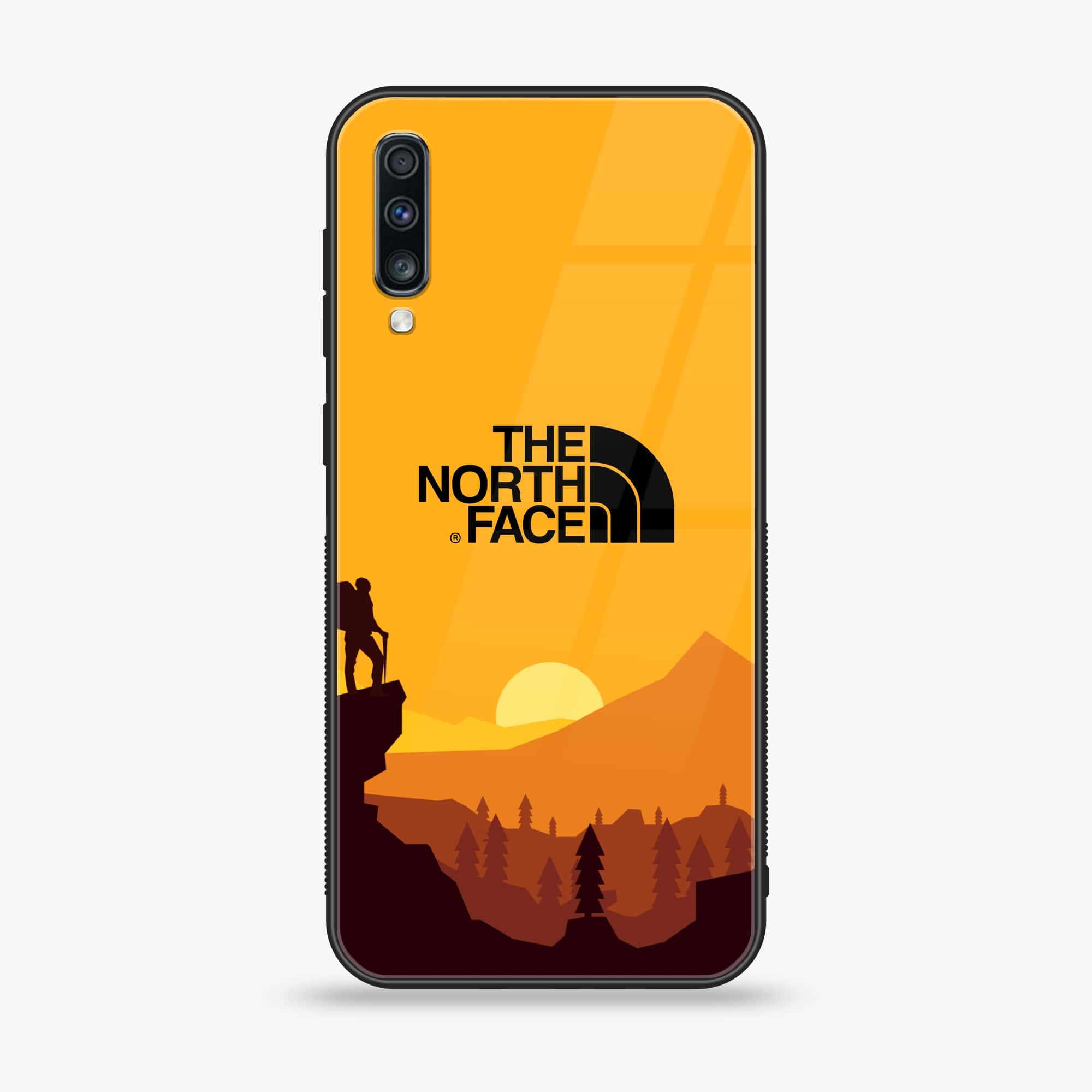 Samsung Galaxy A70S - The North Face Series - Premium Printed Glass soft Bumper shock Proof Case