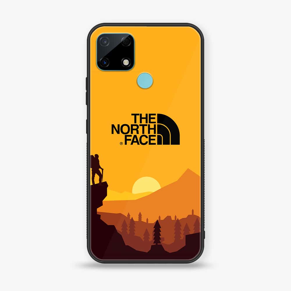 Realme Narzo 30A - The North Face Series - Premium Printed Glass soft Bumper shock Proof Case
