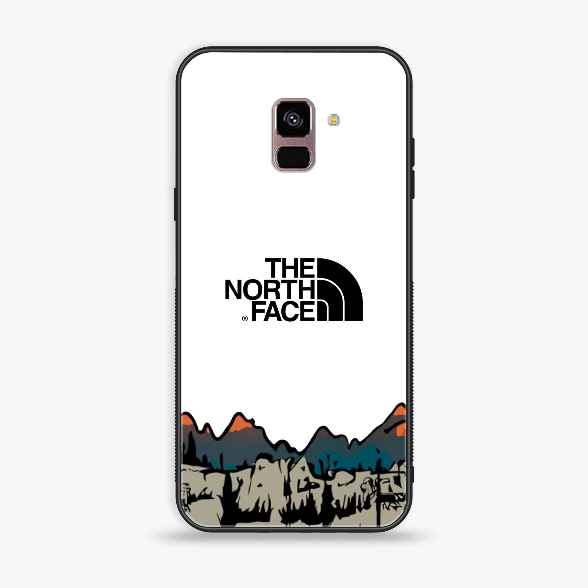 Samsung Galaxy A8+ (2018) - The North Face Series - Premium Printed Glass soft Bumper shock Proof Case