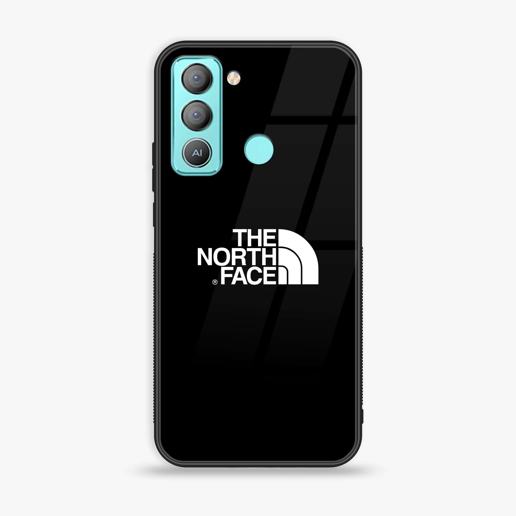 Tecno POP 5 LTE The North Face Series Premium Printed Glass soft Bumper shock Proof Case