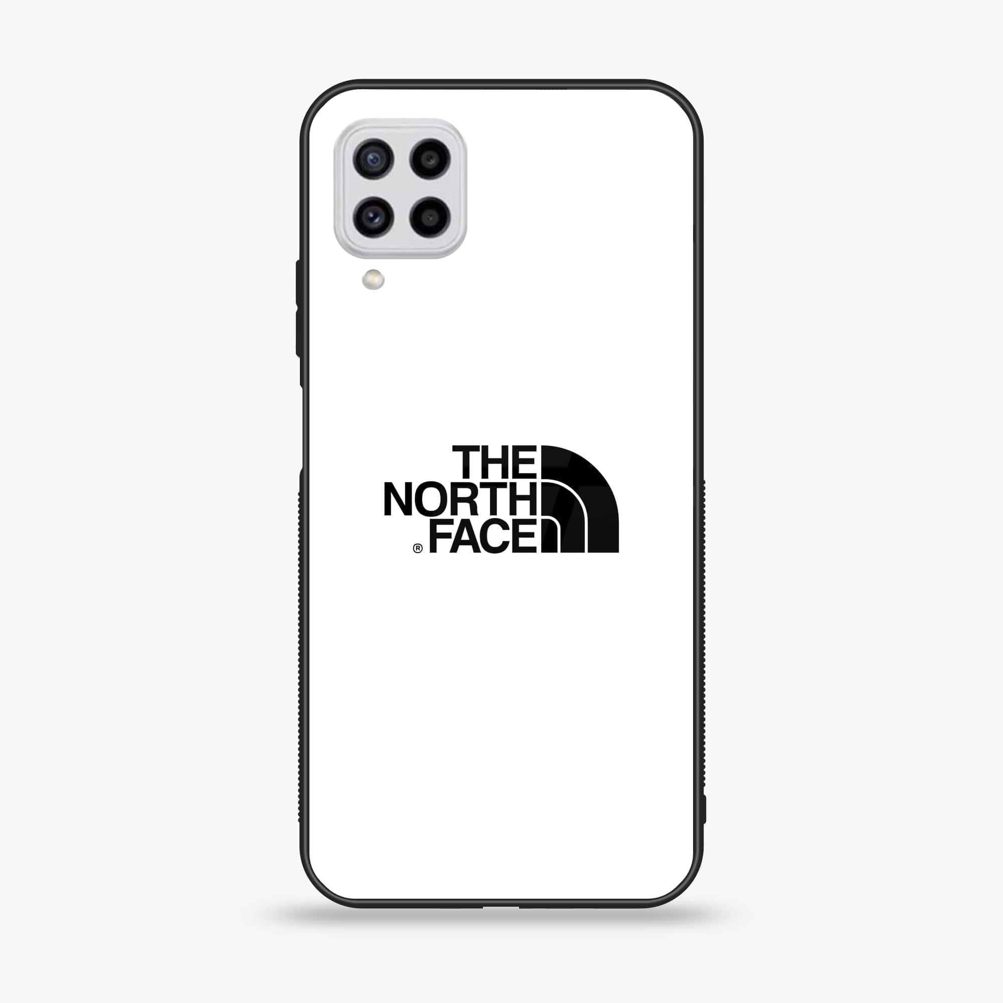 Samsung Galaxy M22 - The North Face Series - Premium Printed Glass soft Bumper shock Proof Case