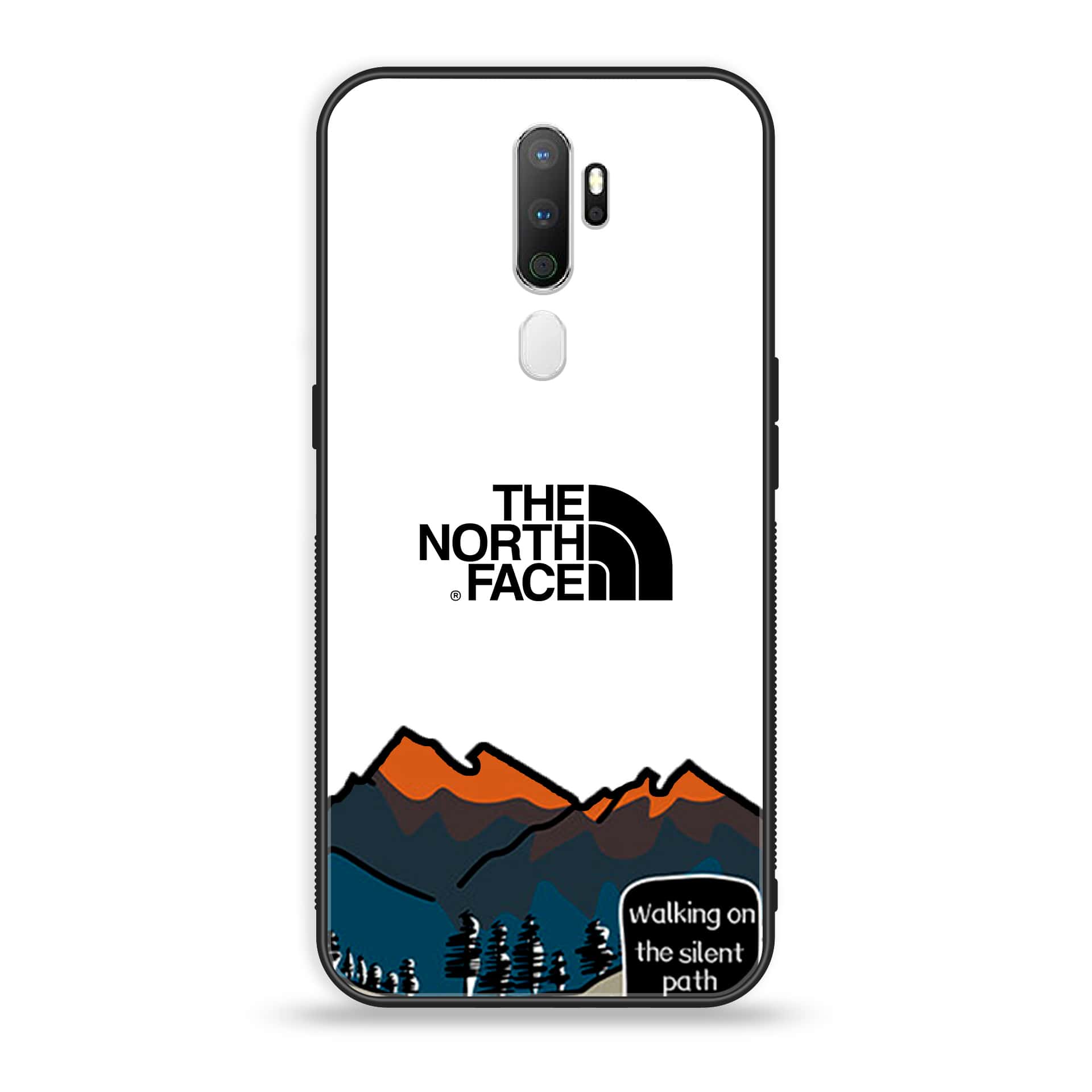 Oppo A9 2020 The North Face Series Premium Printed Glass soft Bumper shock Proof Case