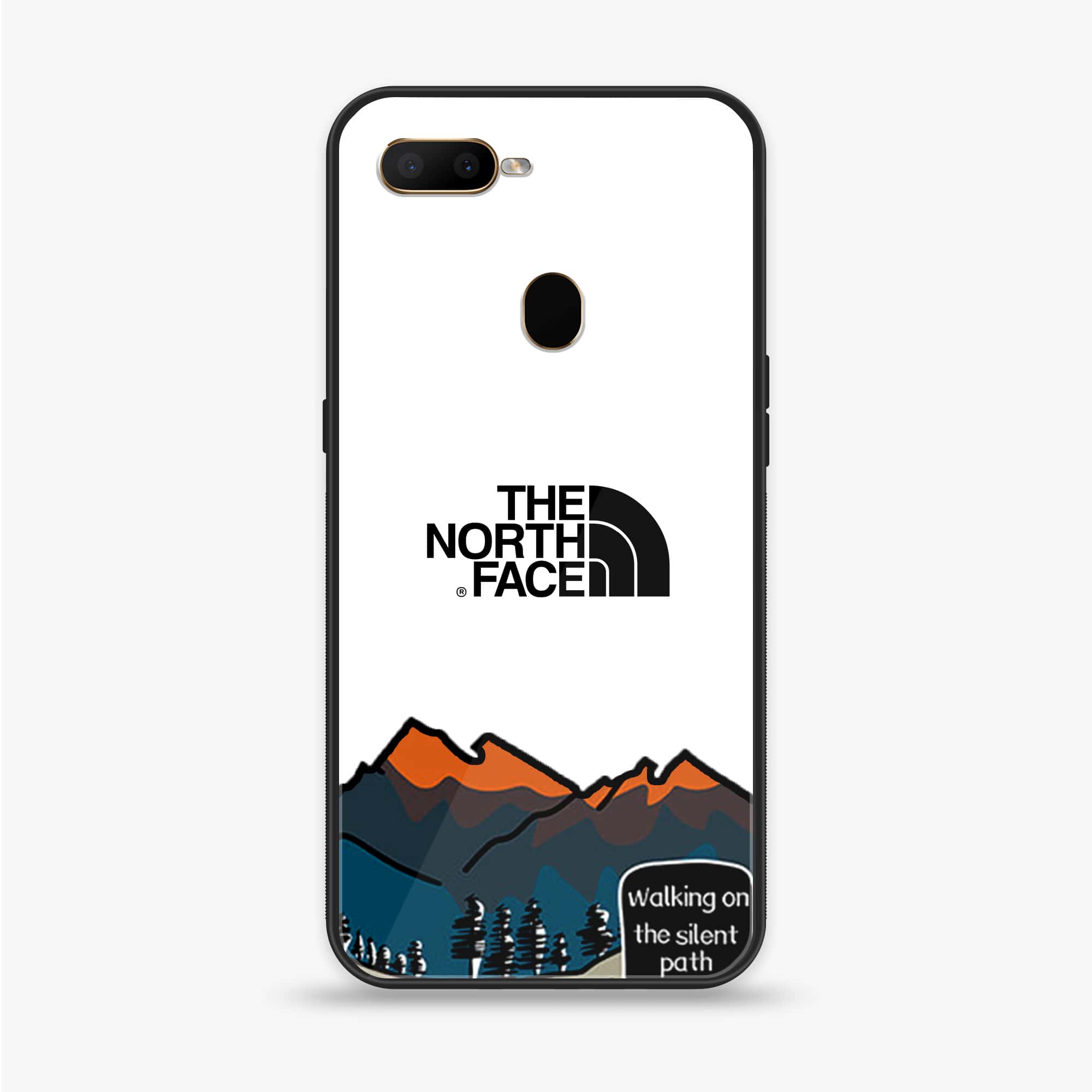 Oppo A7 - The North Face Series - Premium Printed Glass soft Bumper shock Proof Case