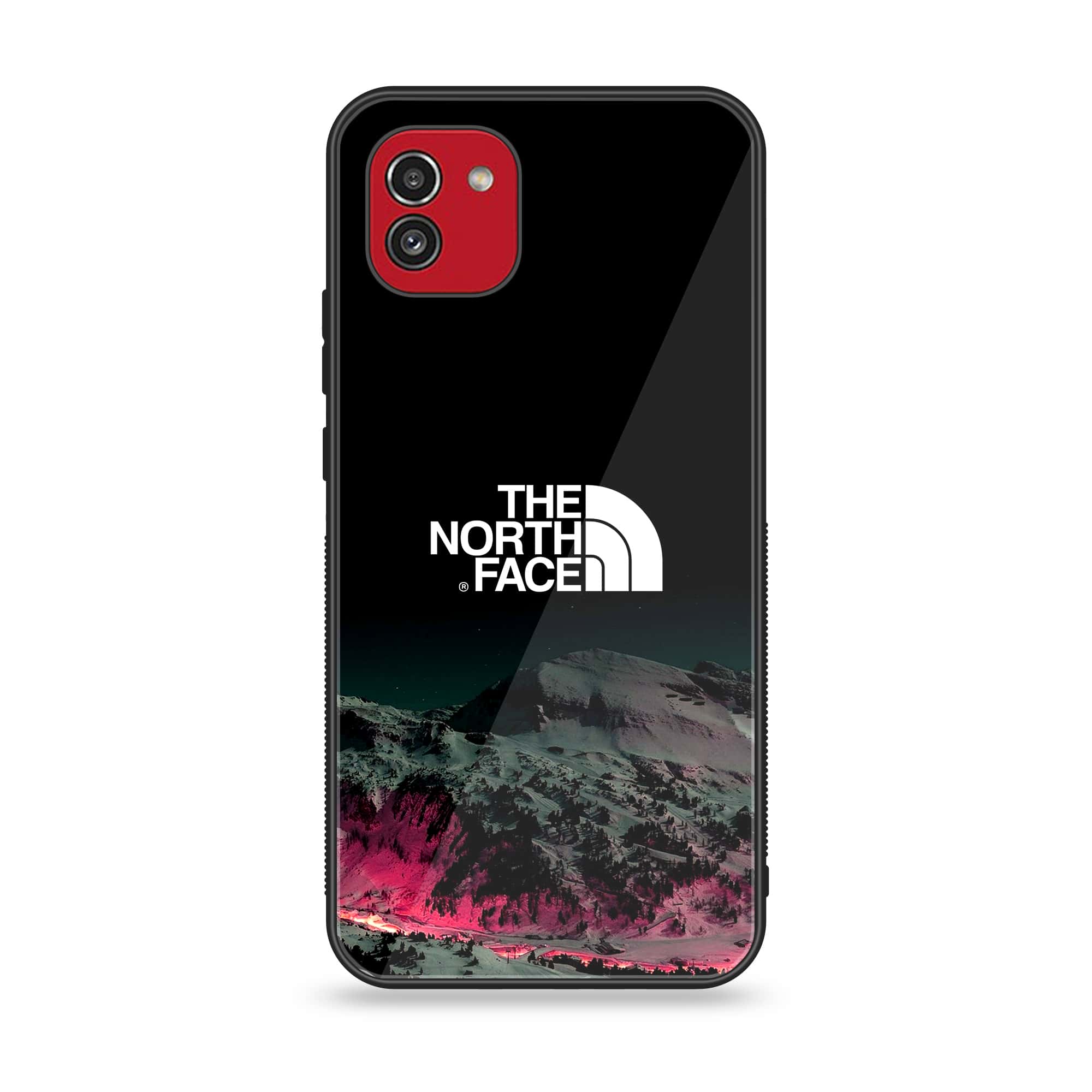 Samsung Galaxy A03 - The North Face Series - Premium Printed Glass soft Bumper shock Proof Case
