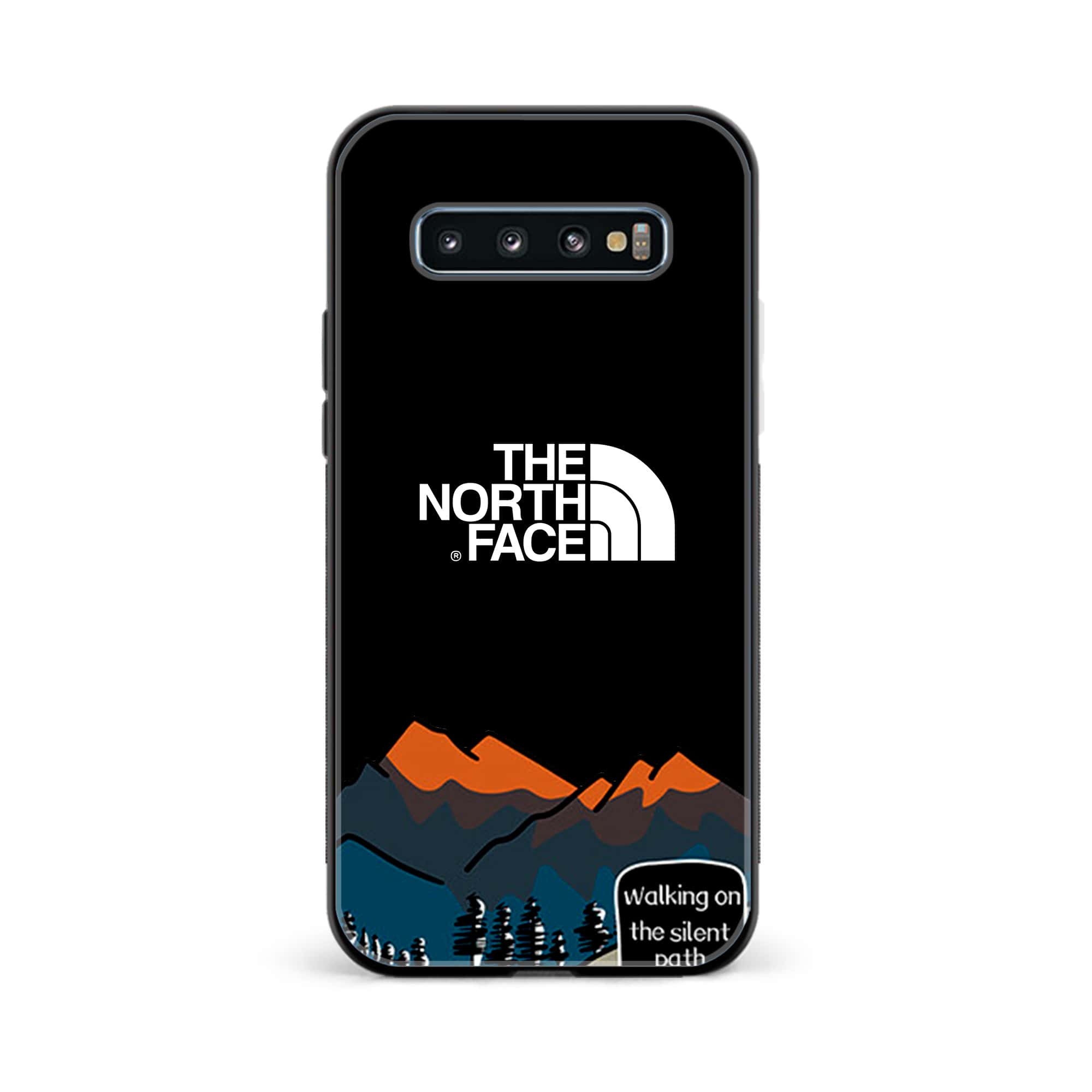 Galaxy S10 Plus - The North Face Series - Premium Printed Glass soft Bumper shock Proof Case