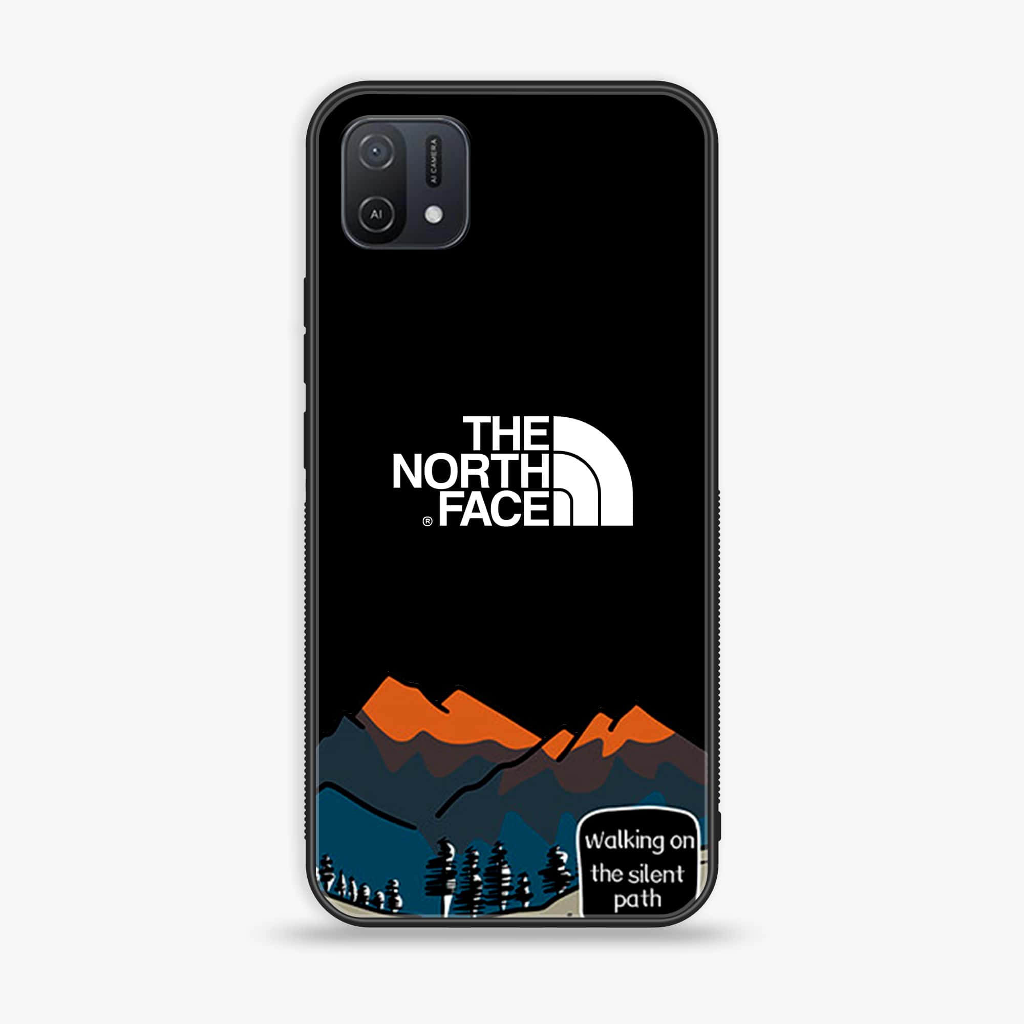 OPPO A16k The North Face Series Premium Printed Glass soft Bumper shock Proof Case