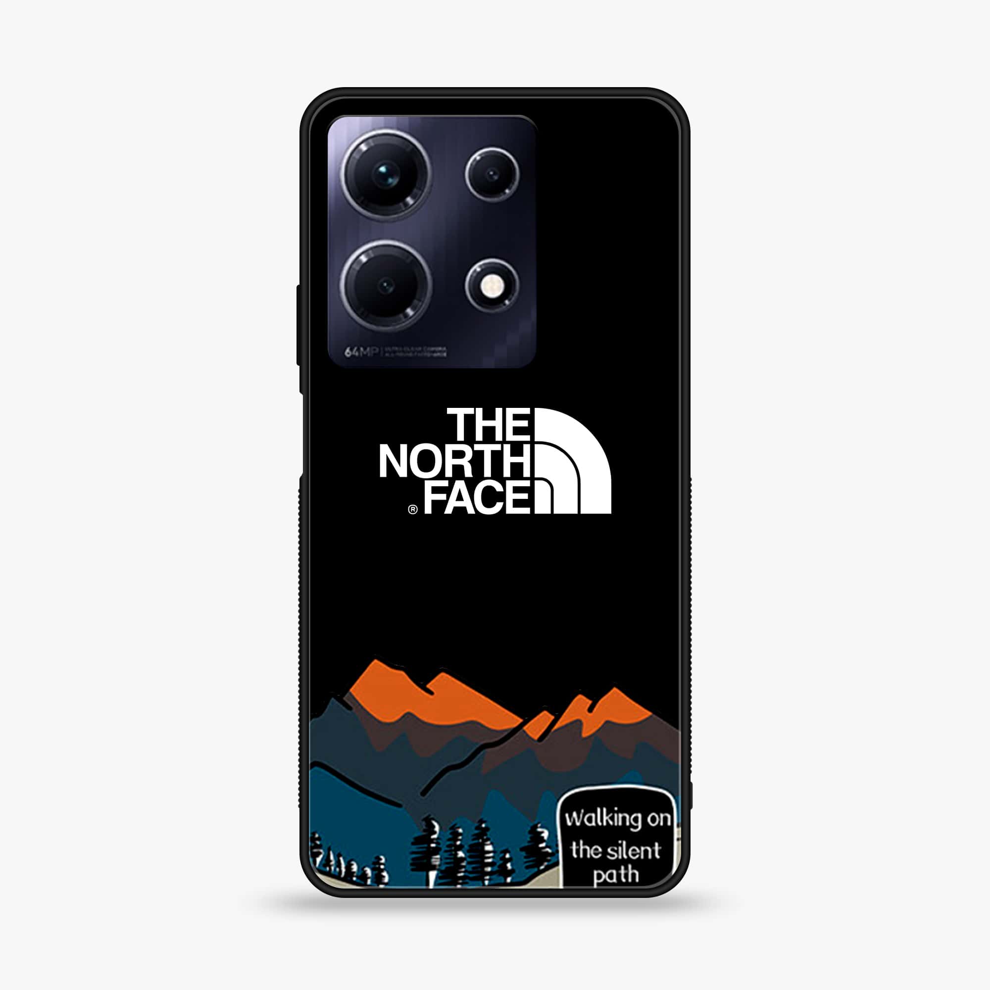 Infinix Note 30 - The North Face Series - Premium Printed Glass soft Bumper shock Proof Case