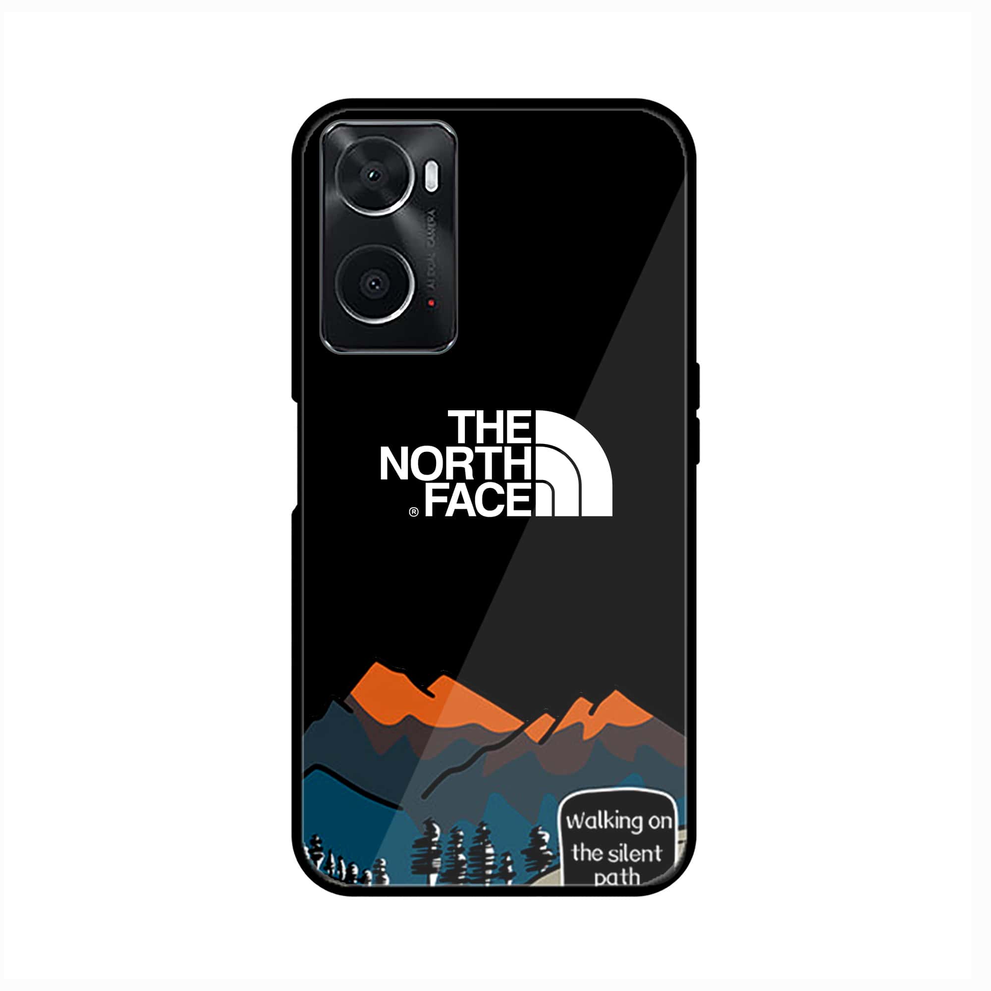 Oppo A76 The North Face Series Premium Printed Glass soft Bumper shock Proof Case