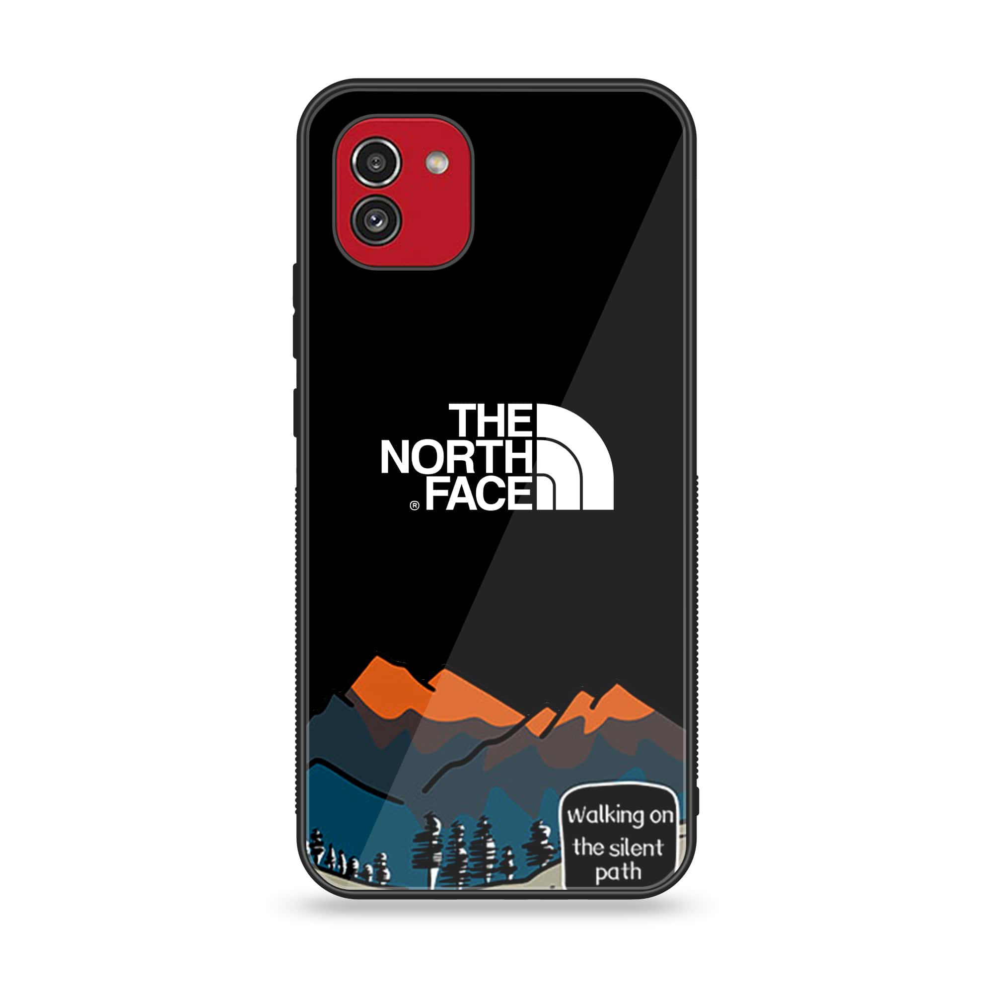 Samsung Galaxy A03 - The North Face Series - Premium Printed Glass soft Bumper shock Proof Case