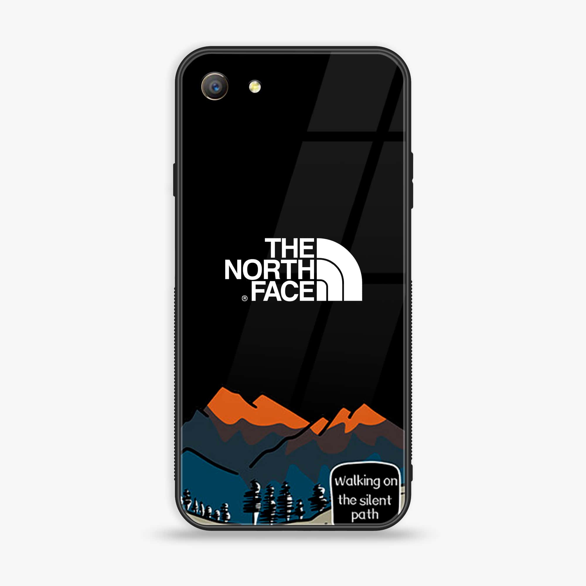 Oppo A57 The North Face Series Premium Printed Glass soft Bumper shock Proof Case