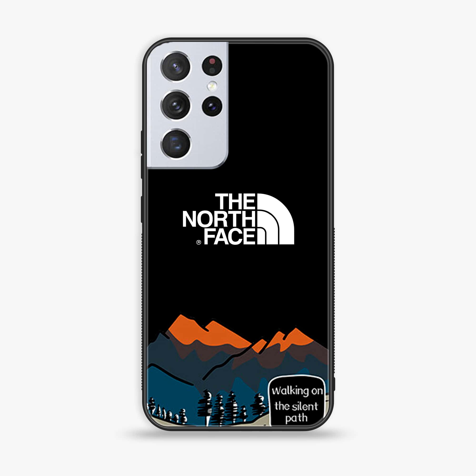 Galaxy S21 Ultra - The North Face Series - Premium Printed Glass soft Bumper shock Proof Case