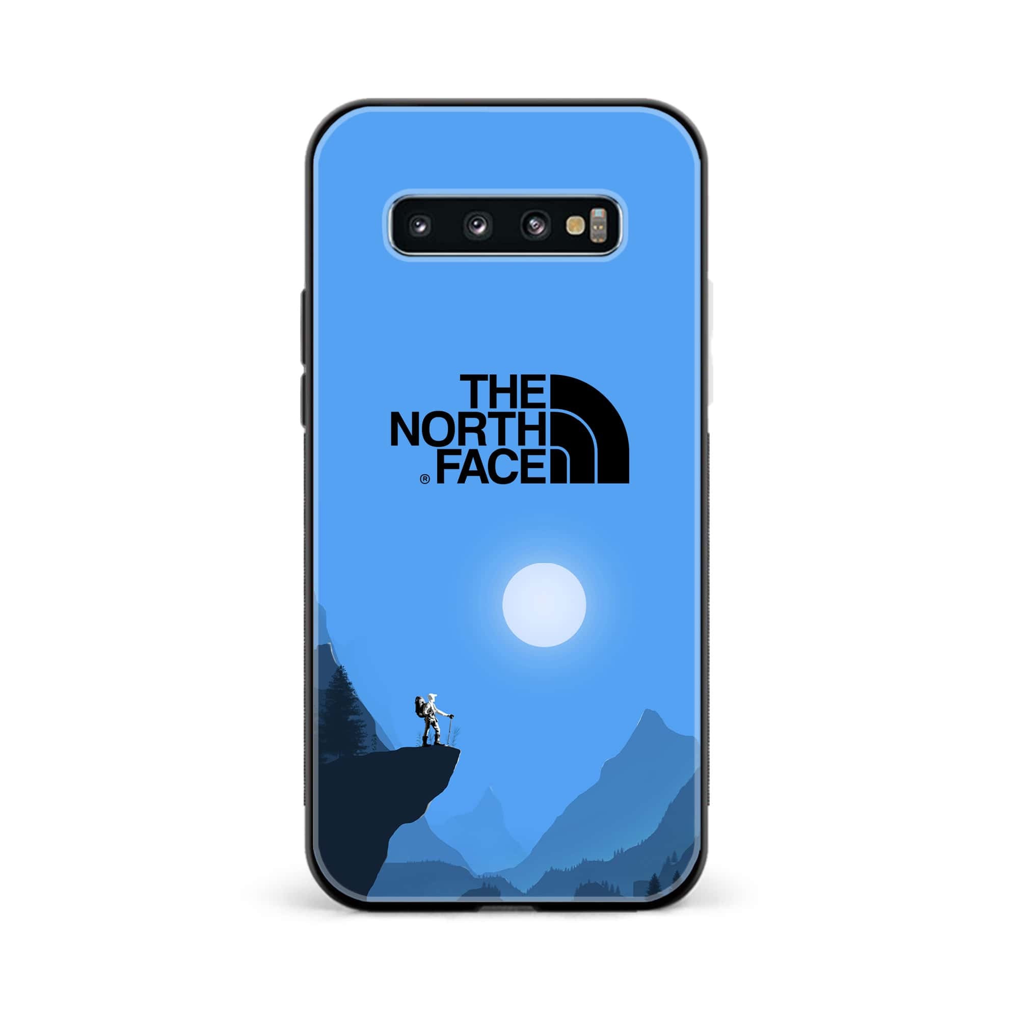 Galaxy S10 Plus - The North Face Series - Premium Printed Glass soft Bumper shock Proof Case