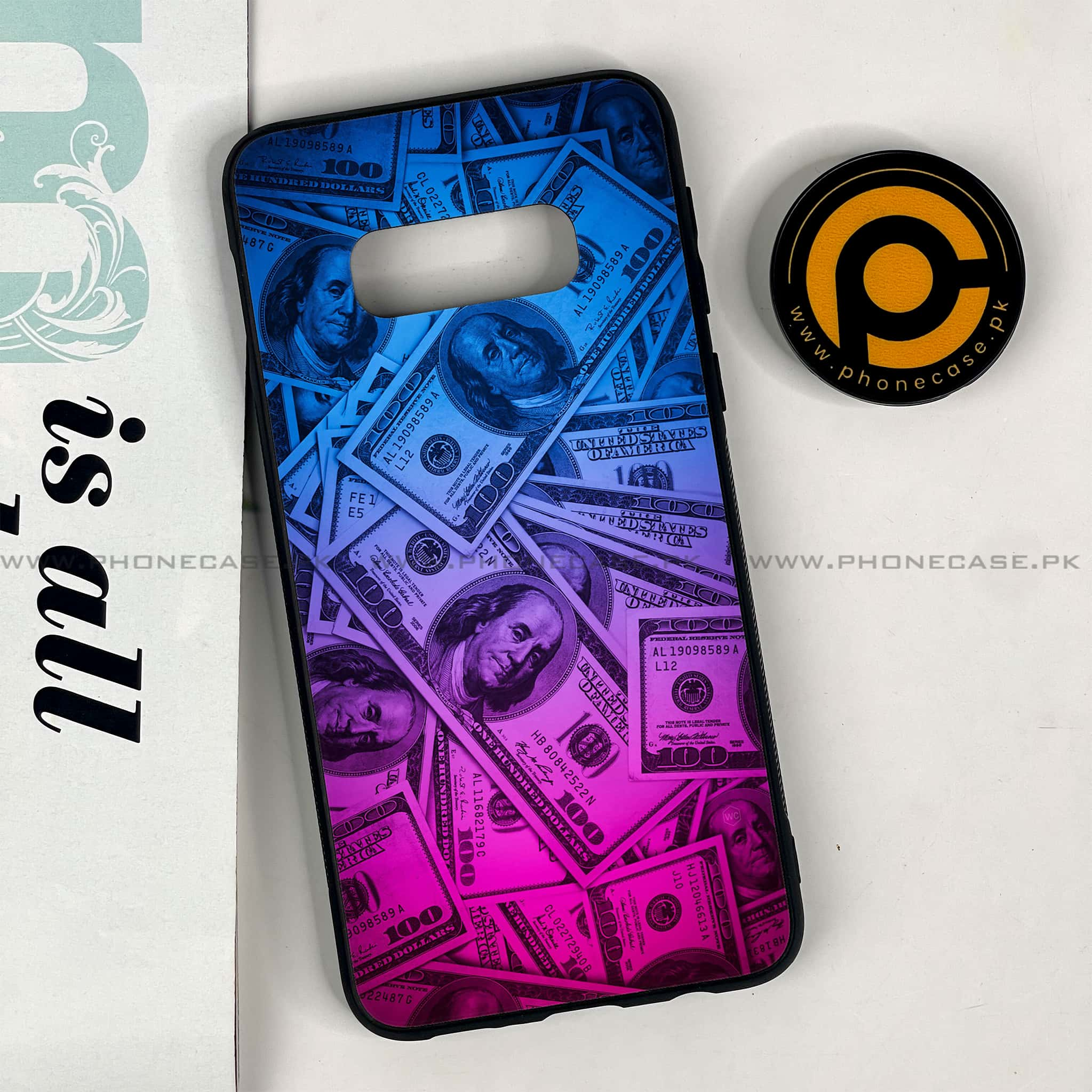 Galaxy S10e - Dollar Series - Premium Printed Glass soft Bumper shock Proof Case