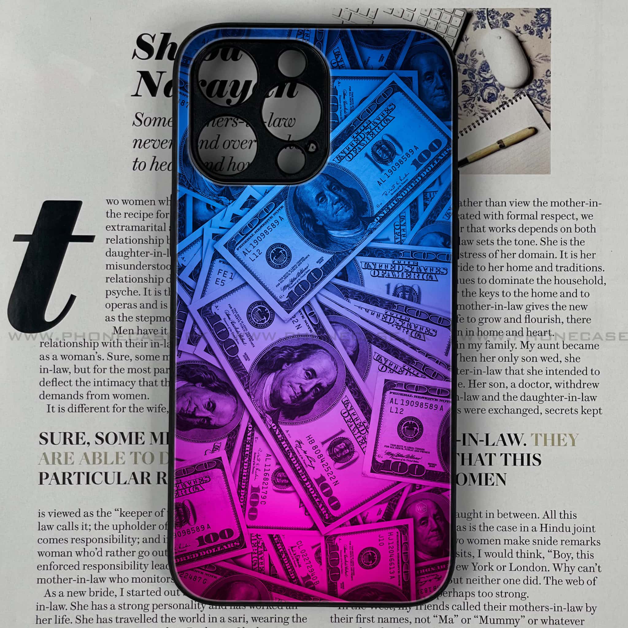 iPhone 12 Pro Max - Dollar Series - Premium Printed Glass soft Bumper shock Proof Case
