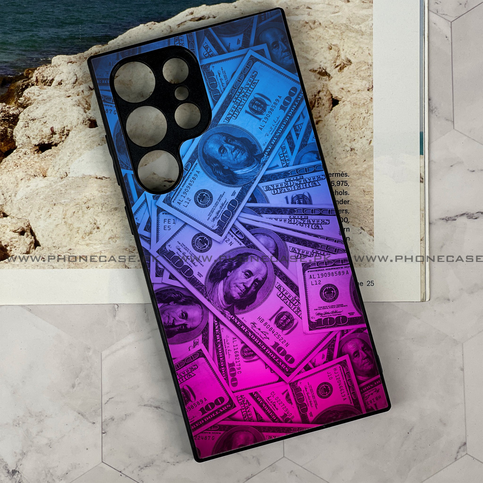 Galaxy S21 Ultra - Dollar series - Premium Metal Printed soft Bumper shock Proof Case