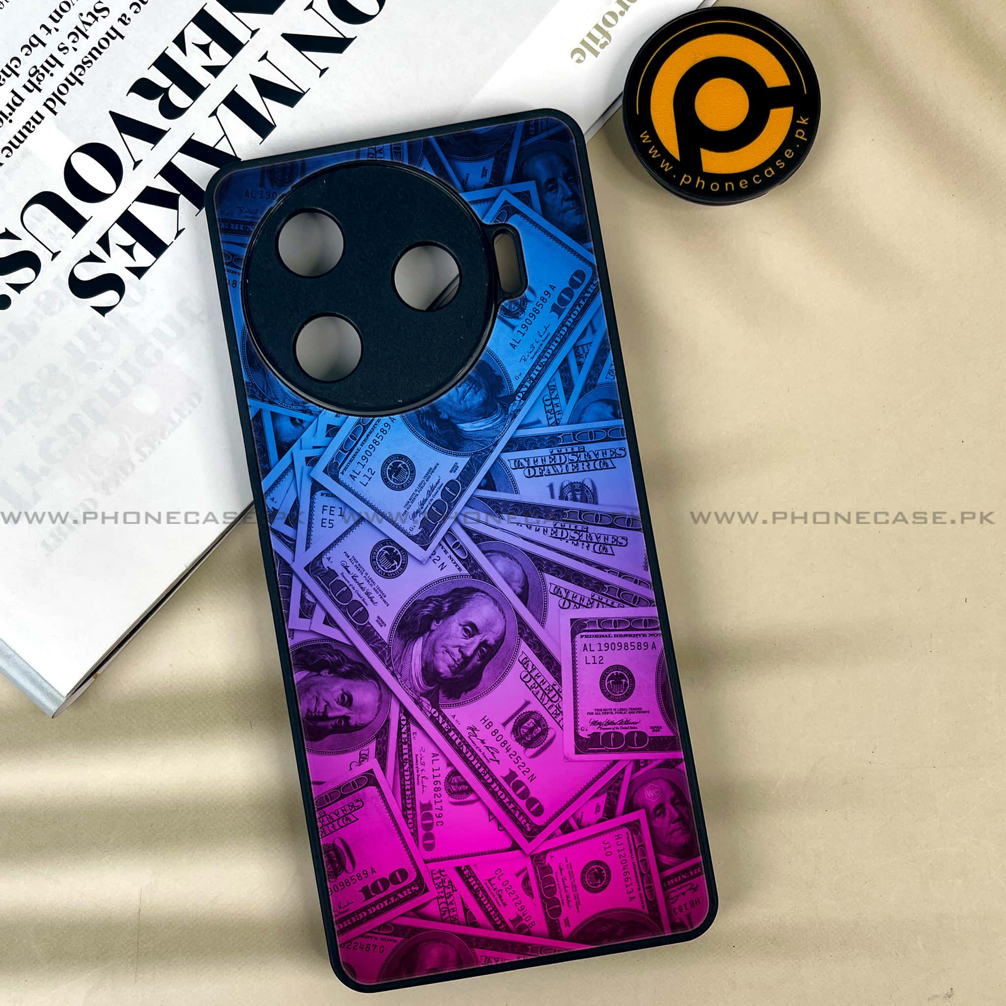 Tecno Camon 30 Pro - Dollar Series - Premium Printed Glass soft Bumper shock Proof Case