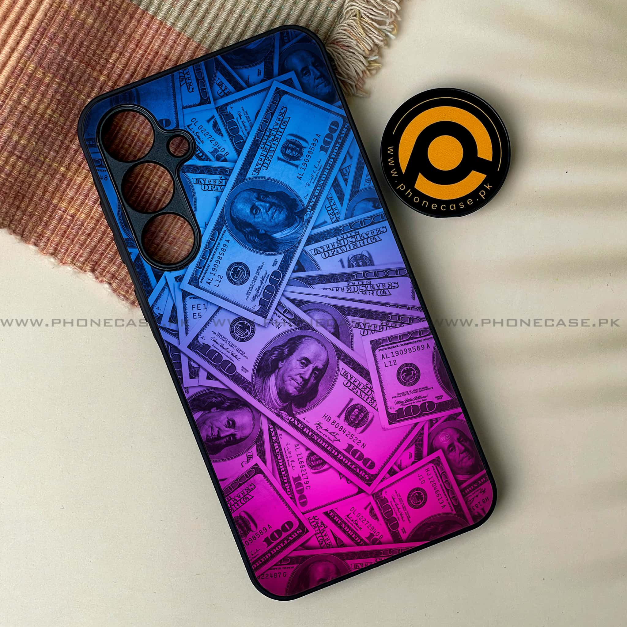 Samsung Galaxy A25 - Dollar Series - Premium Printed Glass soft Bumper shock Proof Case