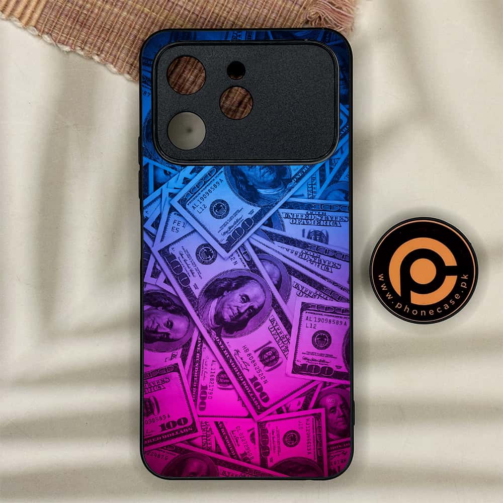 Tecno Spark 40 - Dollar Series - Premium Metal Printed soft Bumper shock Proof Case