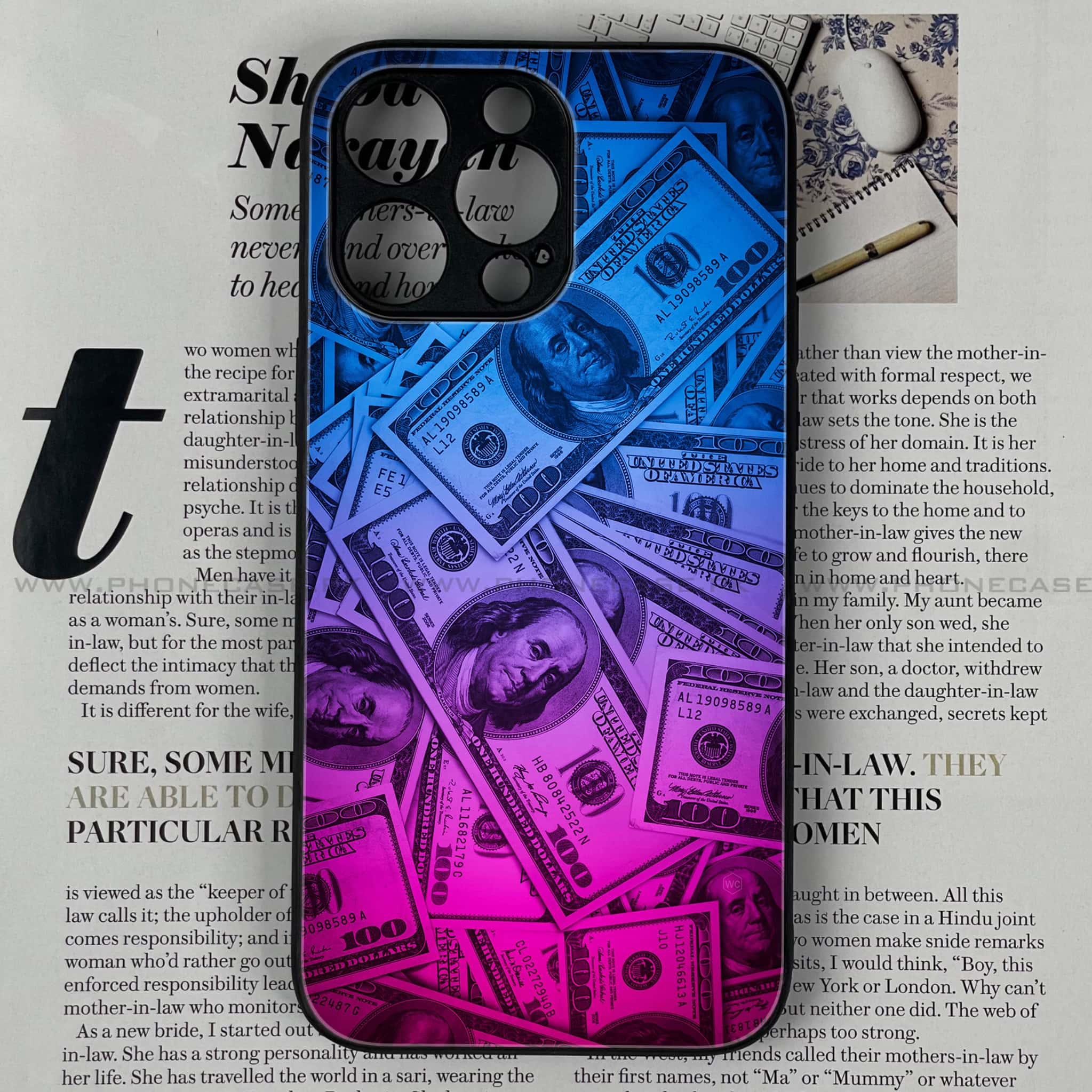 iPhone 14 Pro - Dollar Series - Premium Printed Glass soft Bumper shock Proof Case