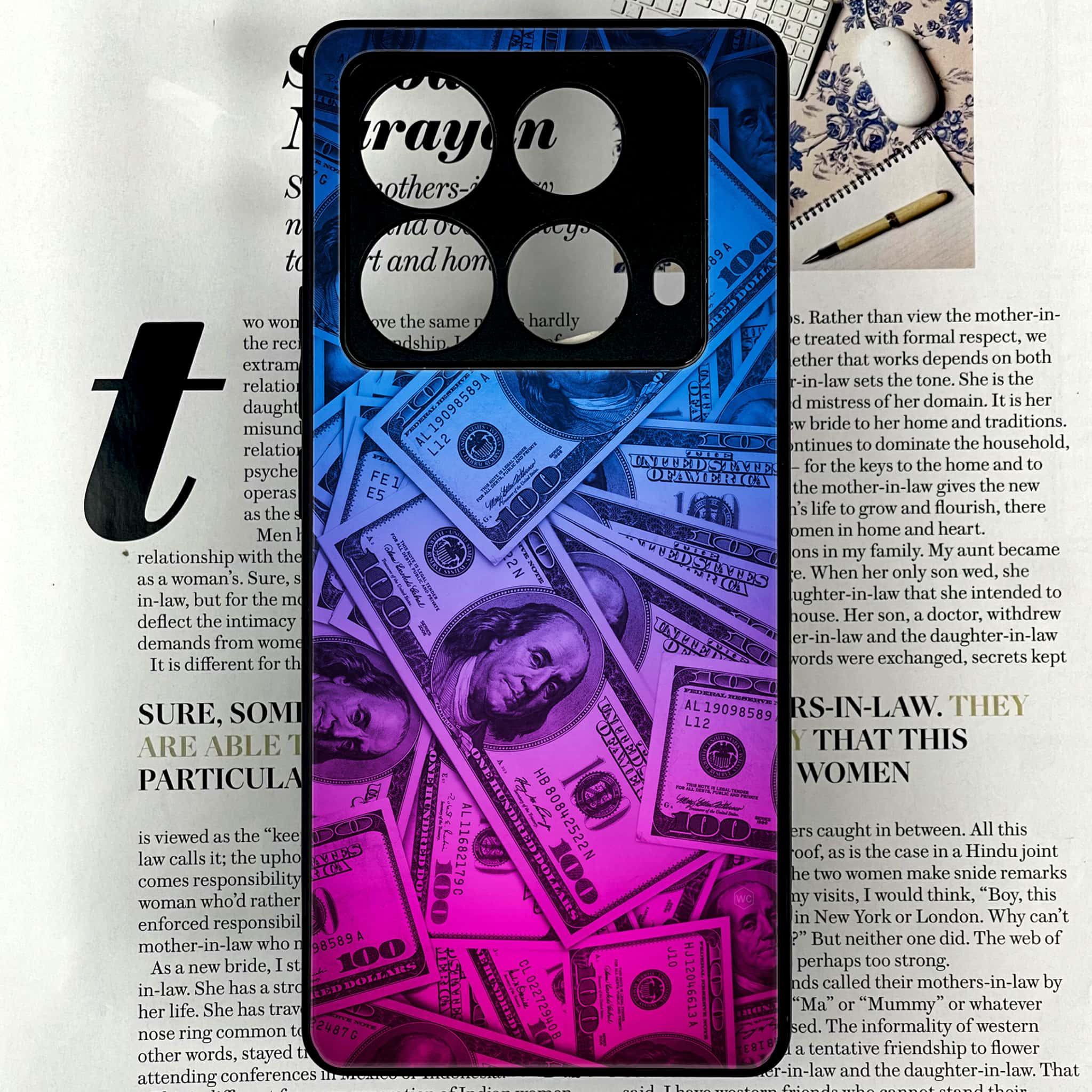 Infinix Note 40 4G - Dollar Series - Premium Printed Glass soft Bumper shock Proof Case