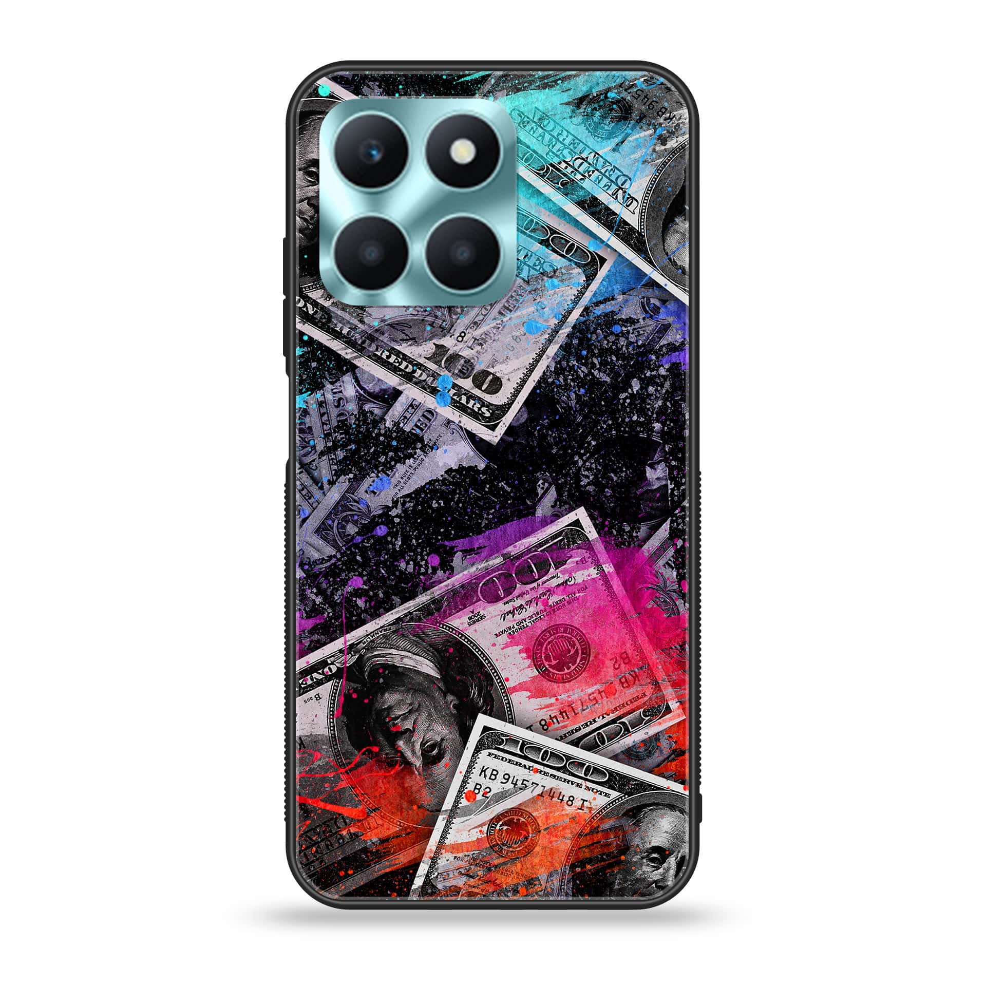 Honor X6a - Dollar Series - Premium Printed Glass soft Bumper shock Proof Case