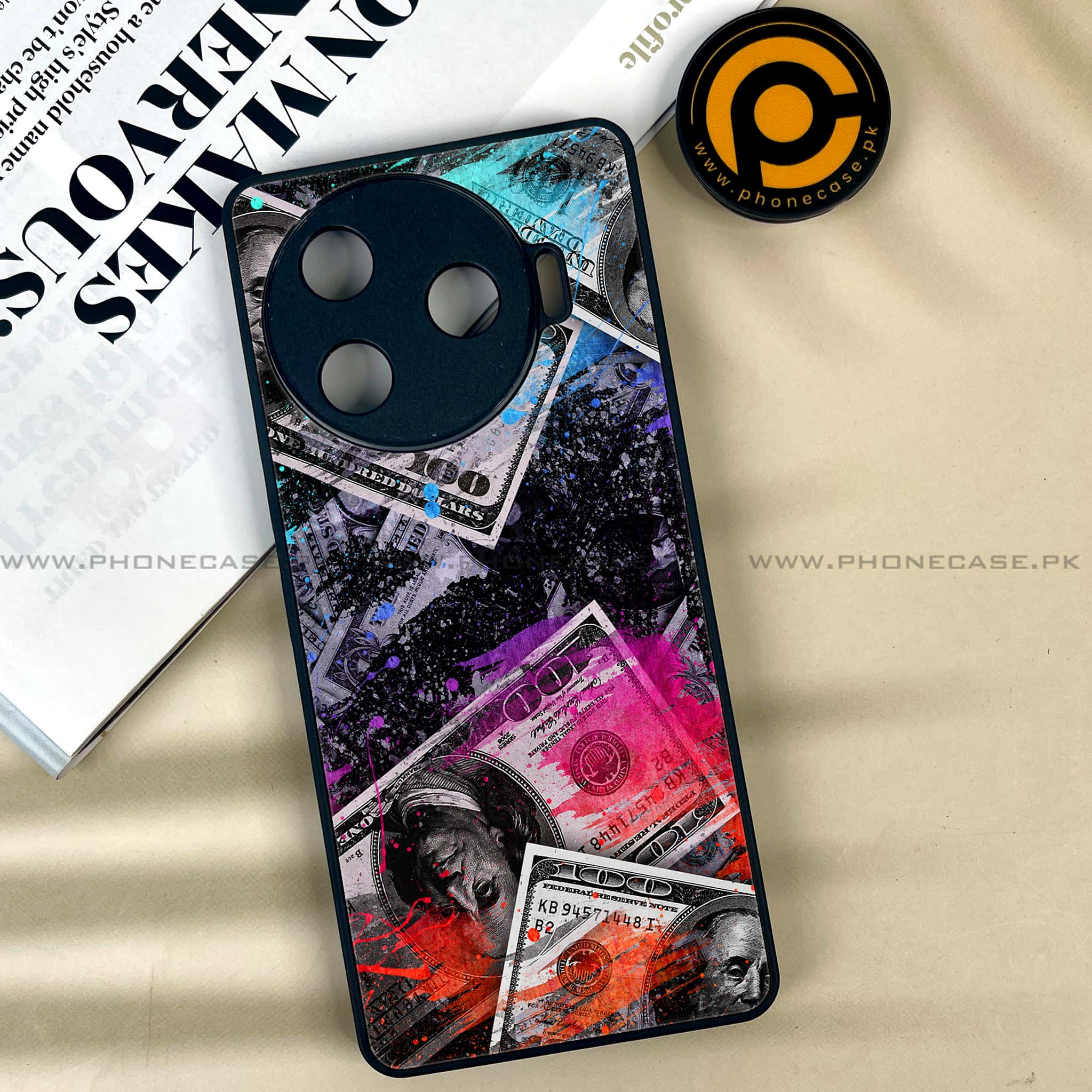 Tecno Camon 30 Pro - Dollar Series - Premium Printed Glass soft Bumper shock Proof Case