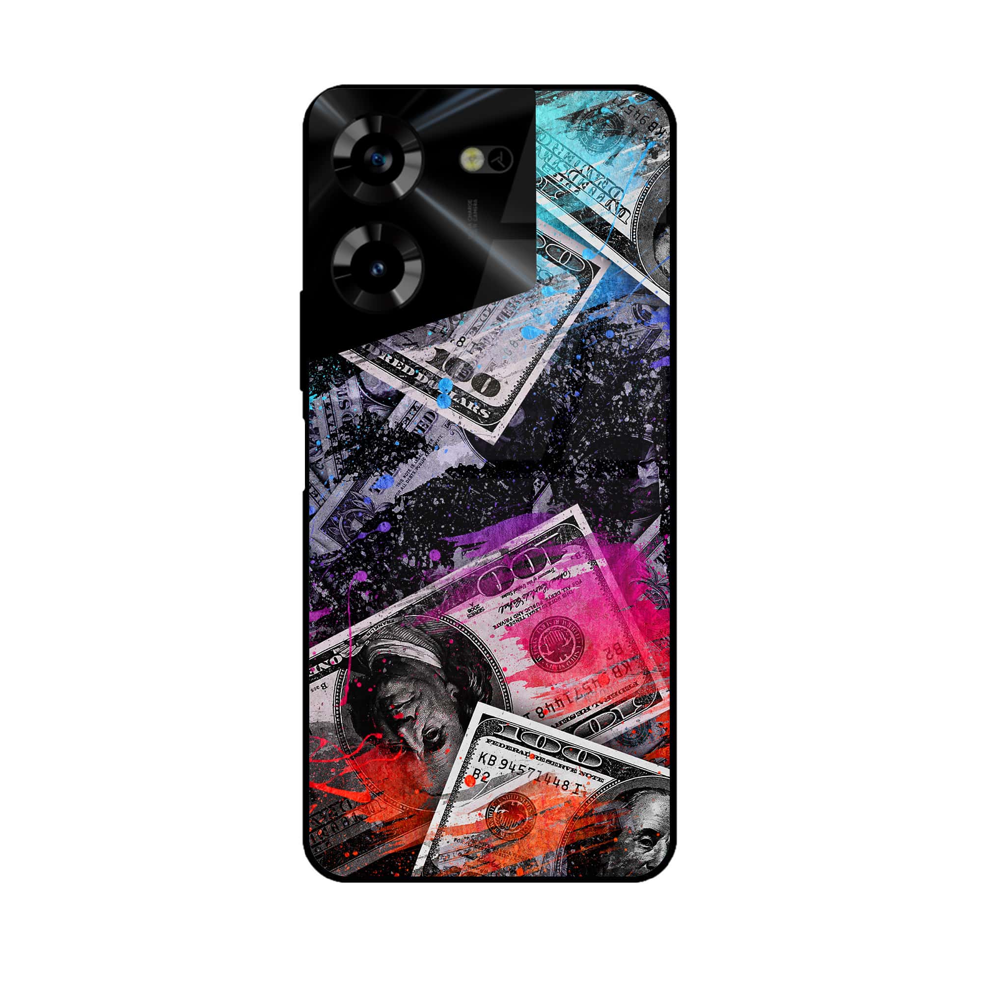 Tecno Pova 5 Pro - Dollar Series - Premium Printed Glass soft Bumper shock Proof Case