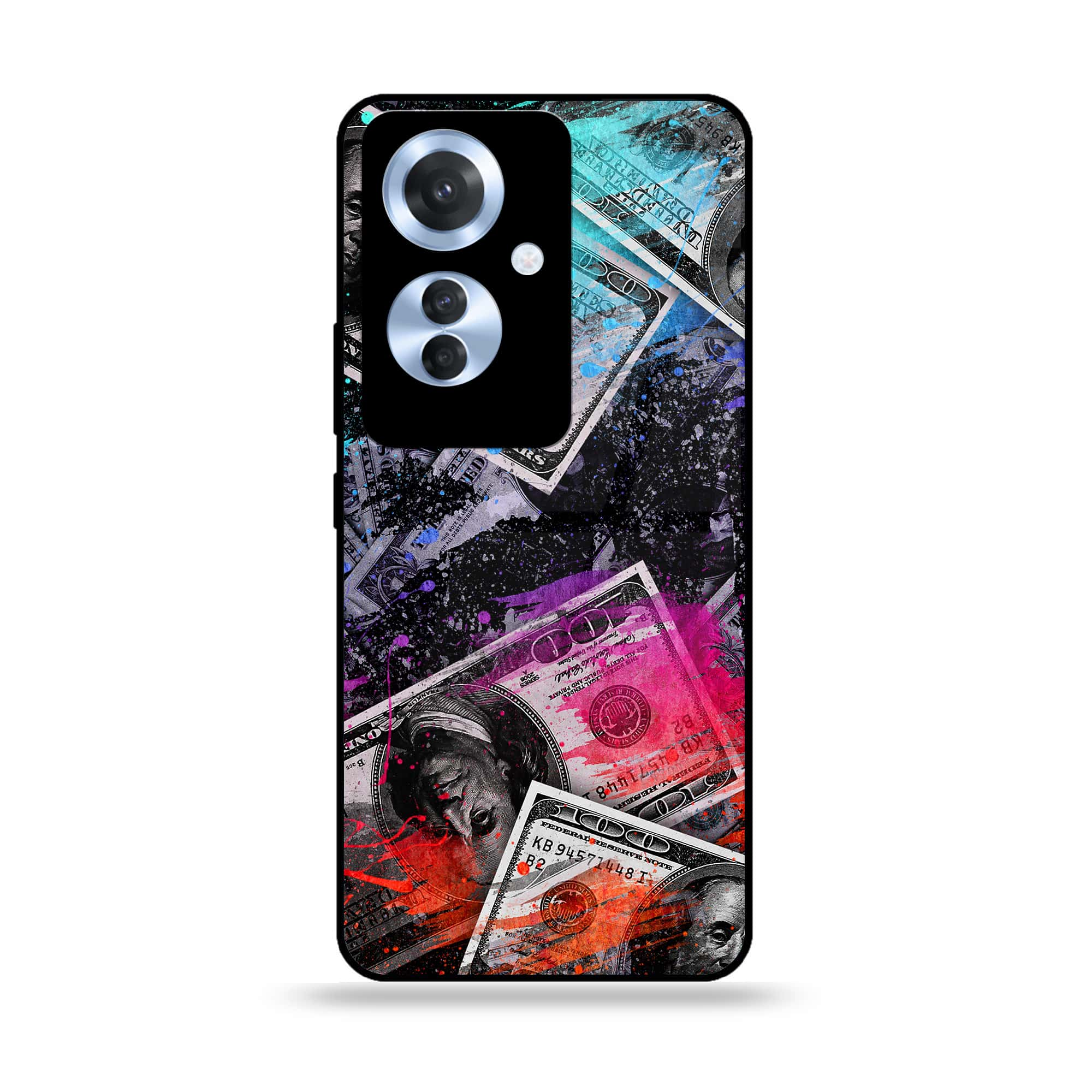 Oppo F25 Pro - Dollar Series - Premium Printed Glass soft Bumper shock Proof Case