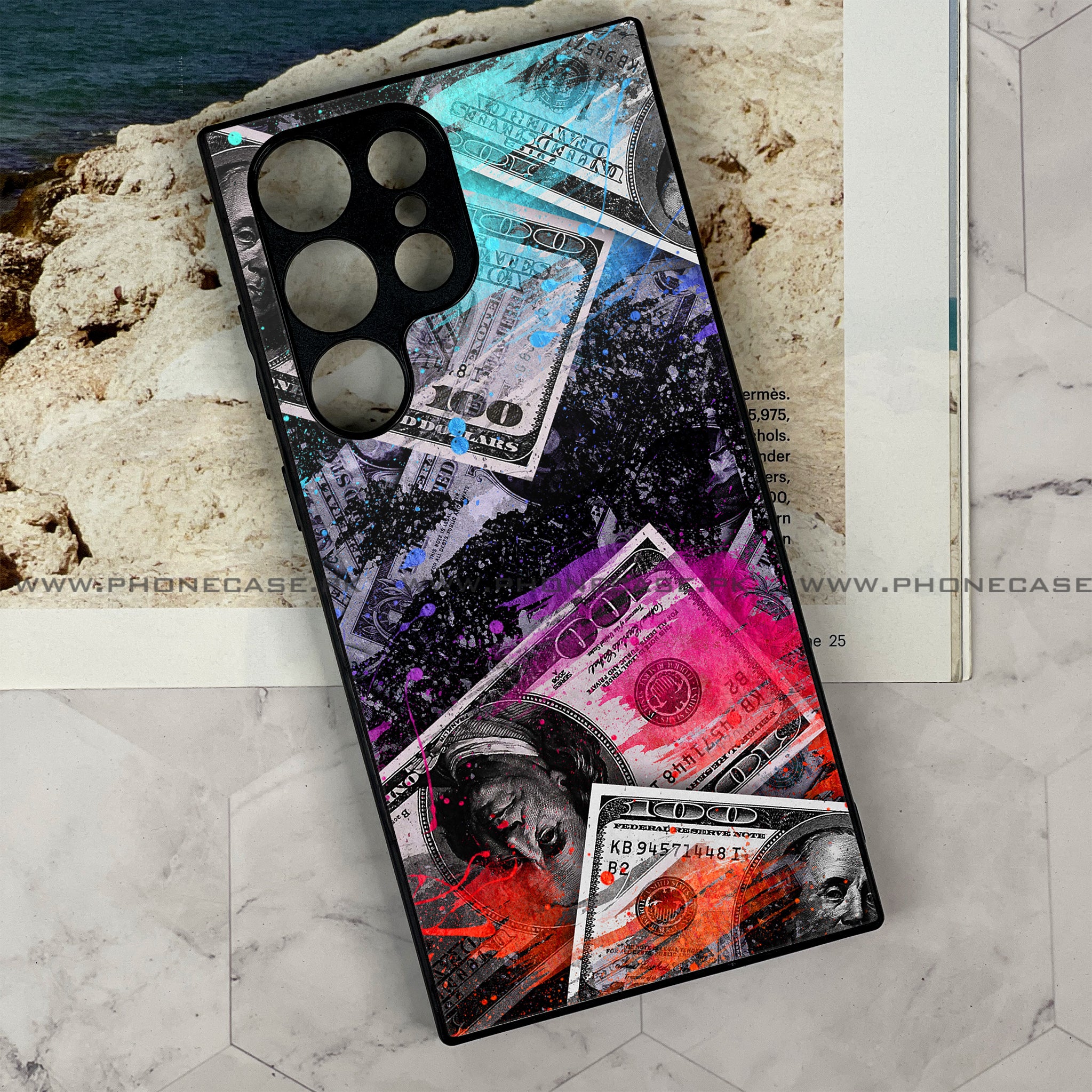 Galaxy S21 Ultra - Dollar series - Premium Metal Printed soft Bumper shock Proof Case