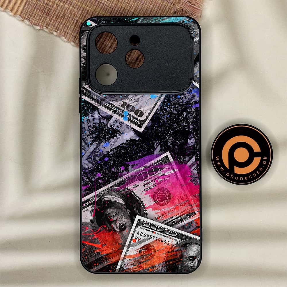Tecno Spark 40 - Dollar Series - Premium Metal Printed soft Bumper shock Proof Case