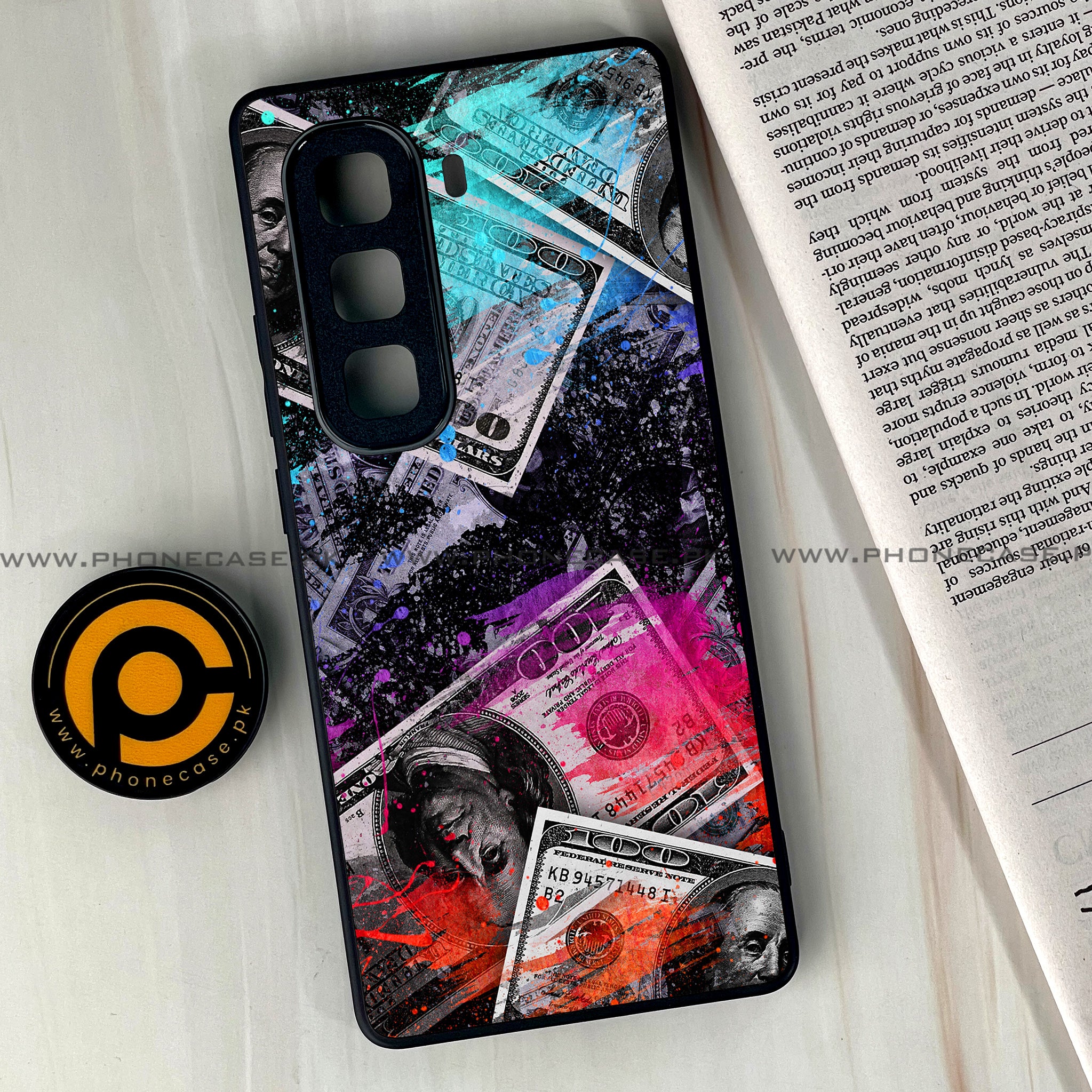 Infinix Hot 50 Pro Plus - Dollar Series - Premium Printed Glass soft Bumper shock Proof Case