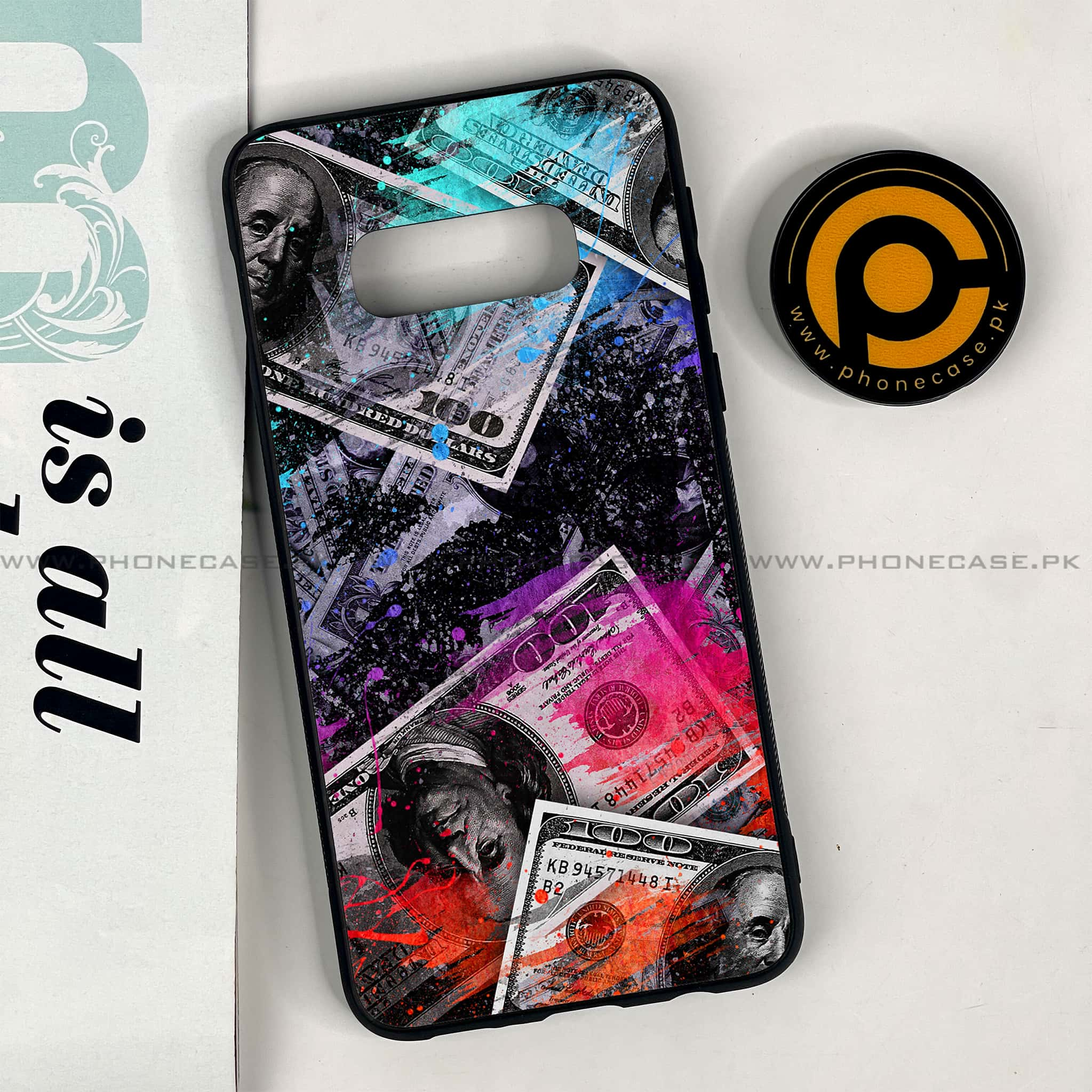 Galaxy S10e - Dollar Series - Premium Printed Glass soft Bumper shock Proof Case