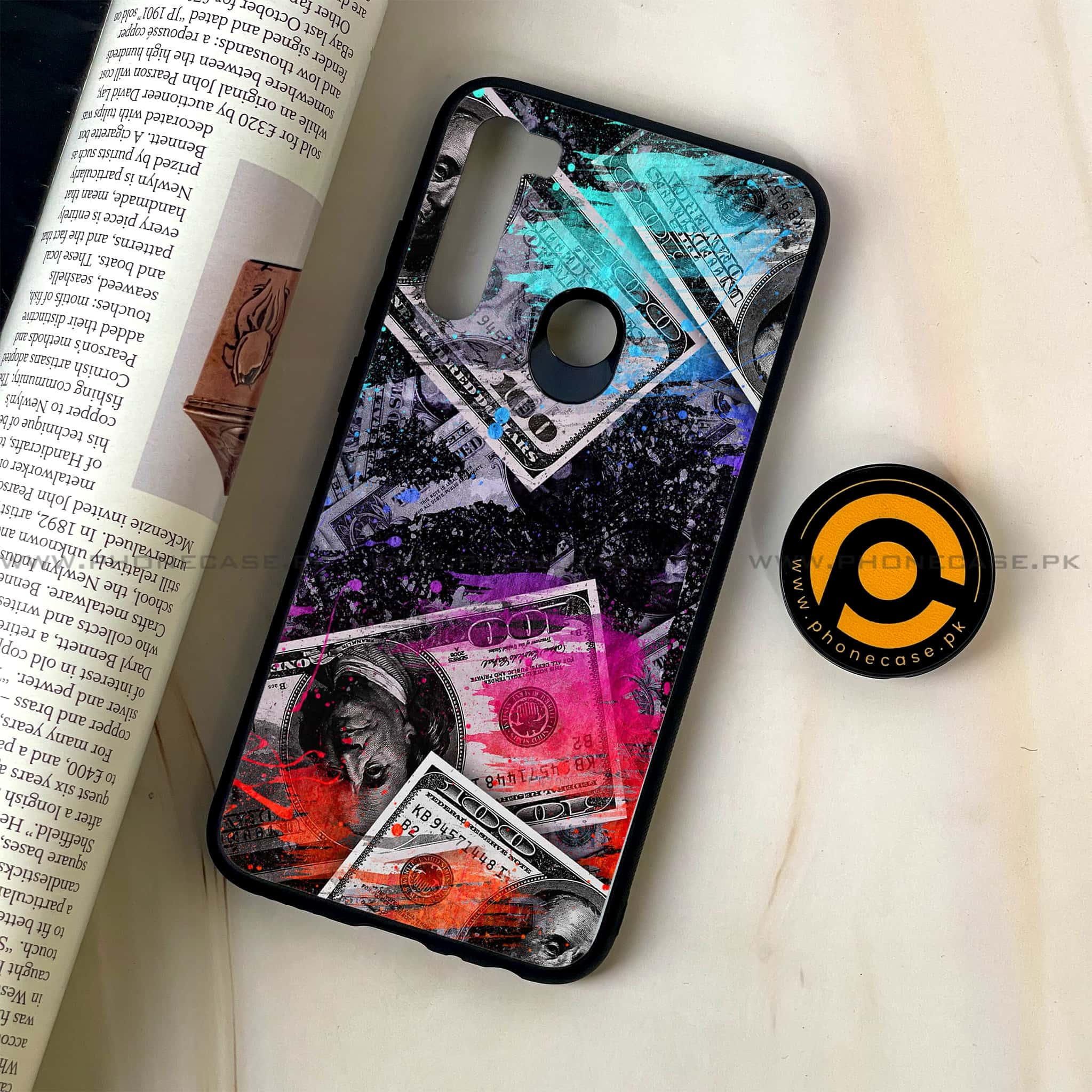 Redmi Note 8 - Dollar Series - Premium Printed Glass soft Bumper shock Proof Case