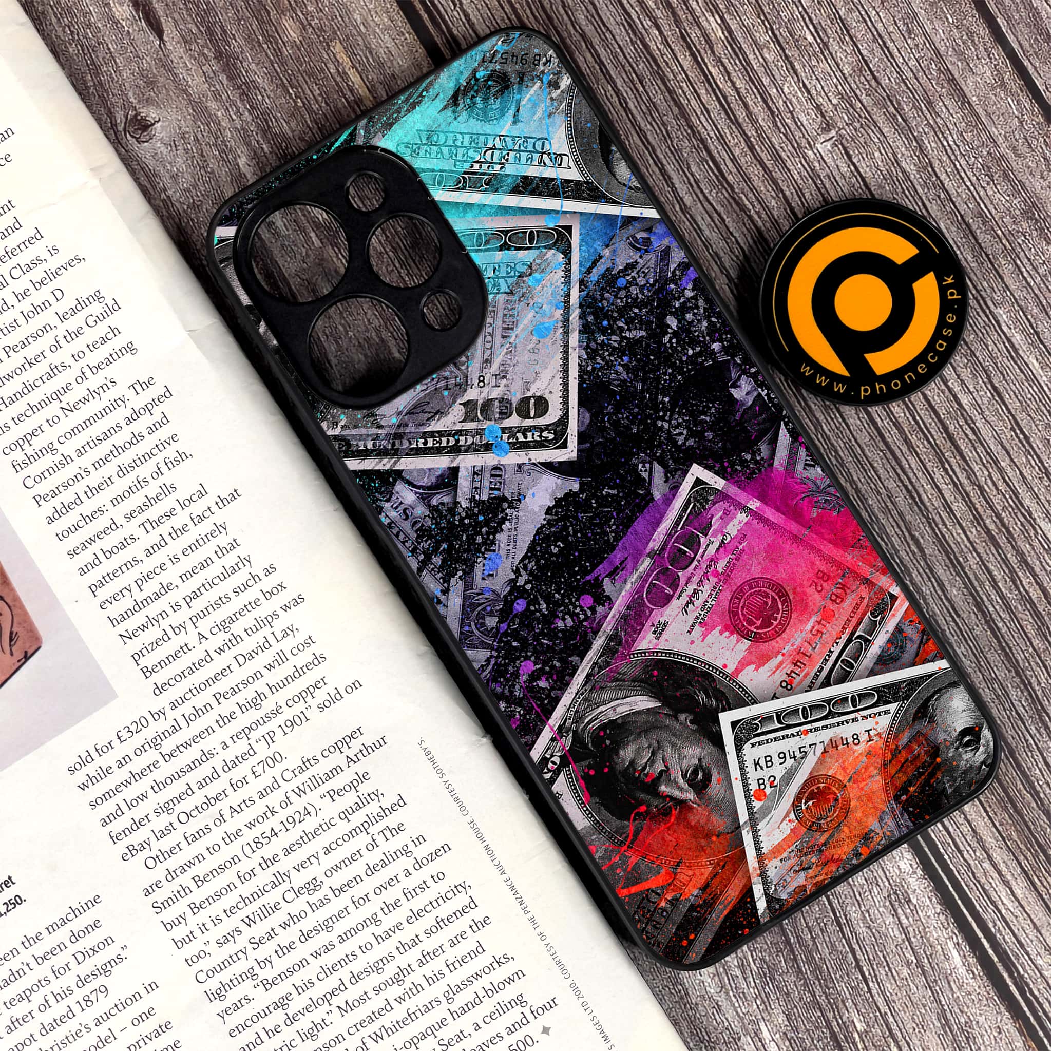 Xiaomi Redmi 12 - Dollar Series - Premium Printed Glass soft Bumper shock Proof Case