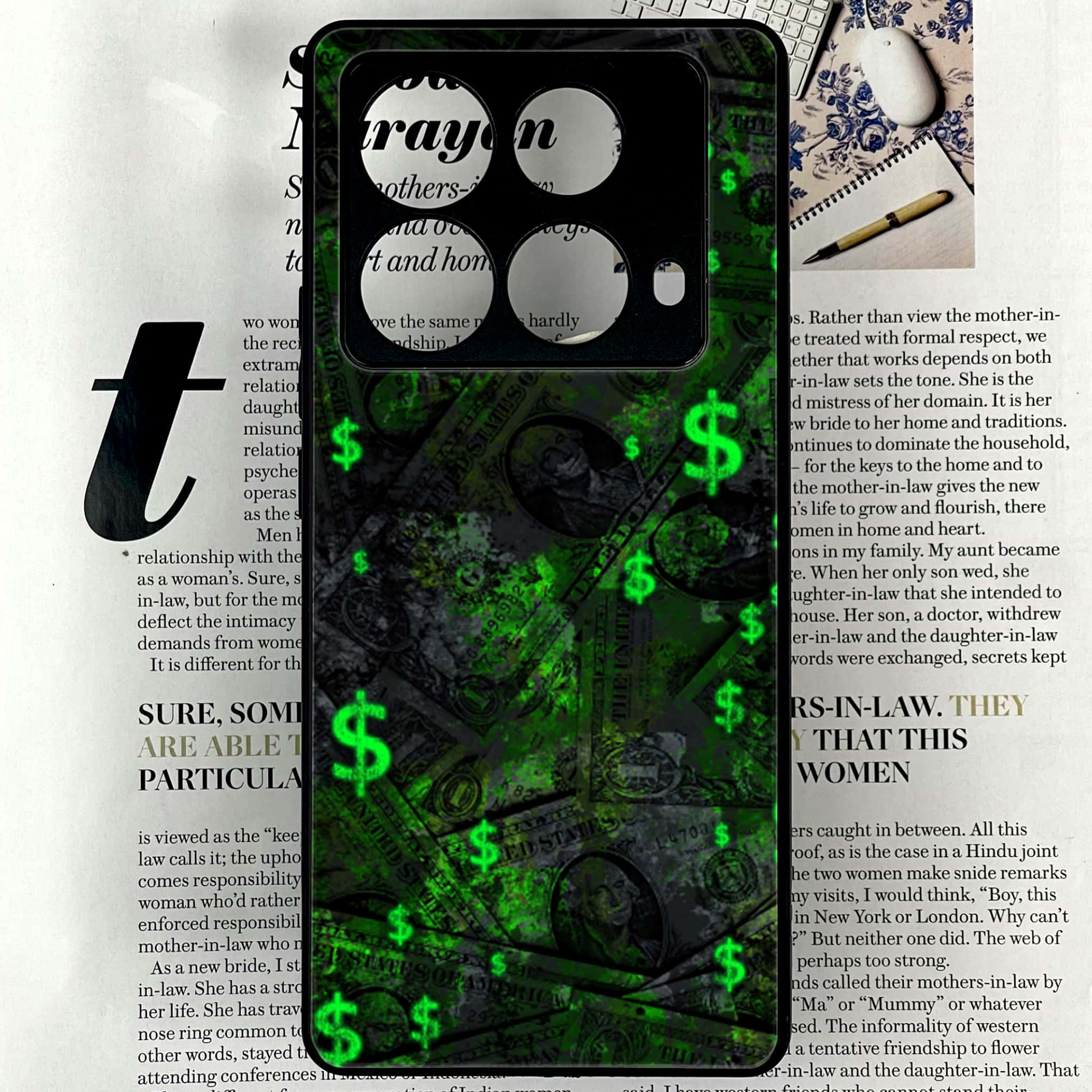 Infinix Note 40 4G - Dollar Series - Premium Printed Glass soft Bumper shock Proof Case