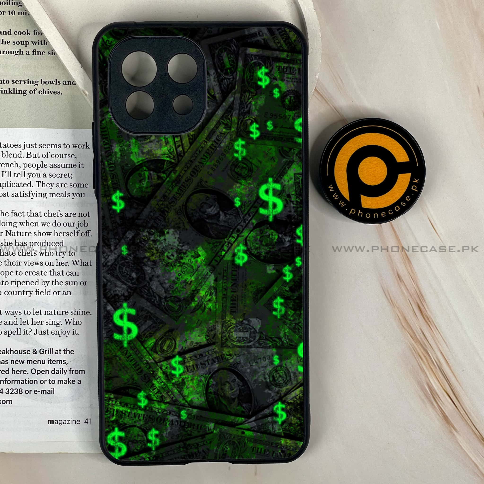 Mi 11 Lite - Dollar Series - Premium Printed Glass soft Bumper shock Proof Case