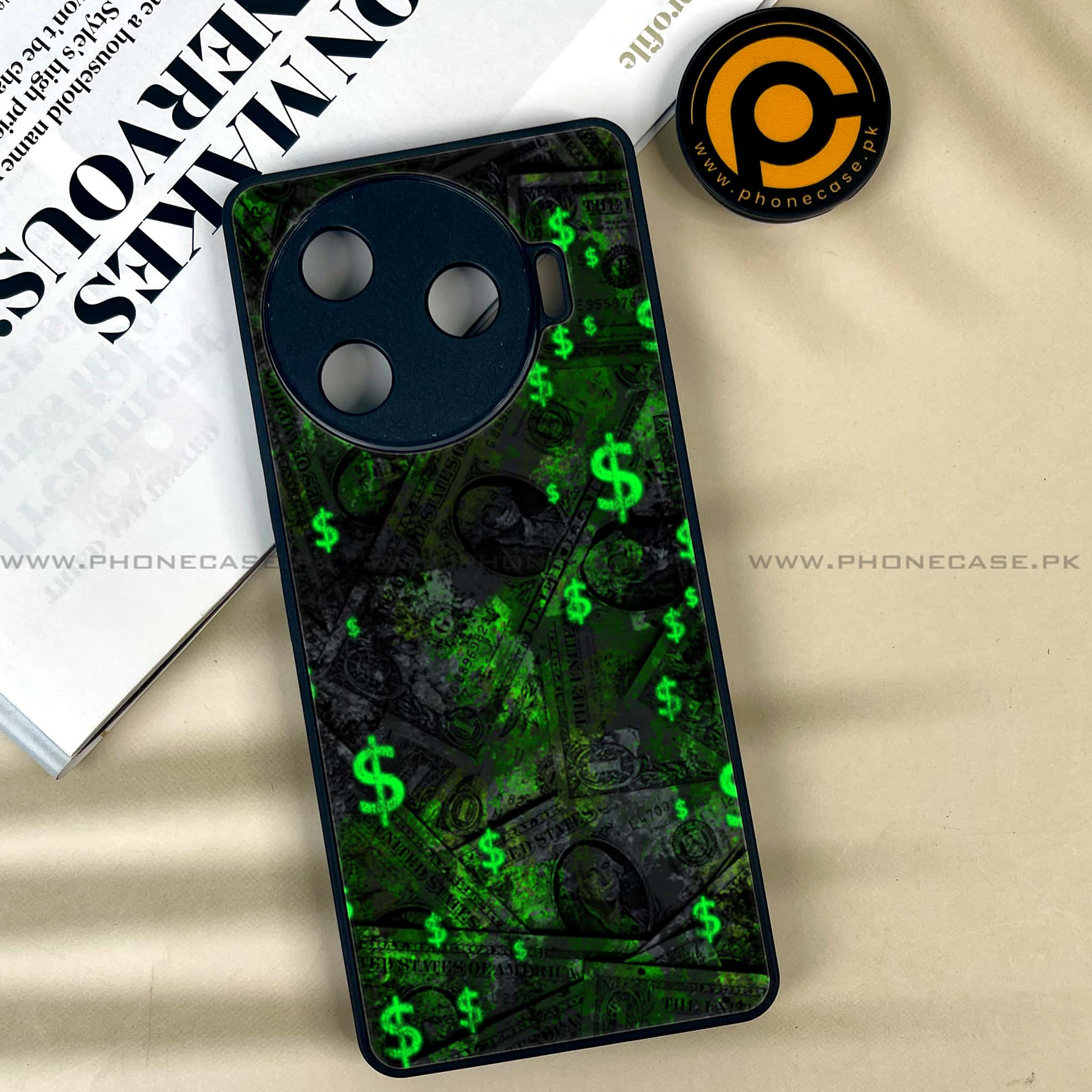 Tecno Camon 30 Pro - Dollar Series - Premium Printed Glass soft Bumper shock Proof Case