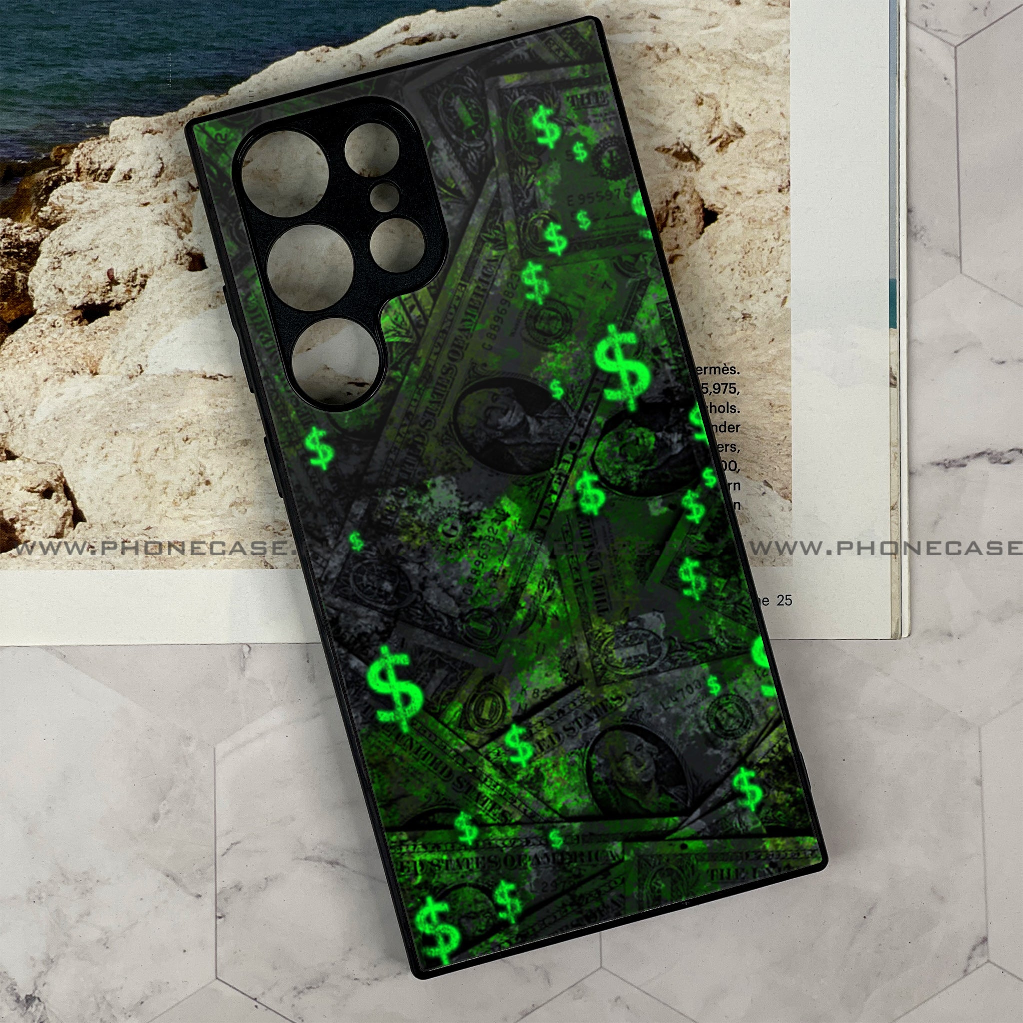 Galaxy S21 Ultra - Dollar series - Premium Metal Printed soft Bumper shock Proof Case